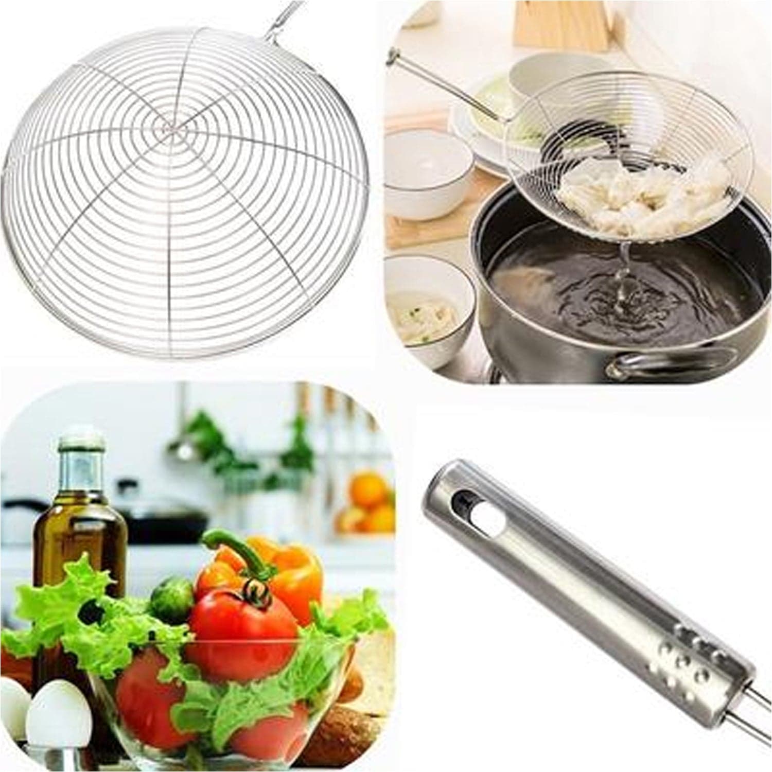 Large Oil Strainer To Get Perfect Fried Food Stuffs Easily Without Any Problem And Damage. thumbnail 7