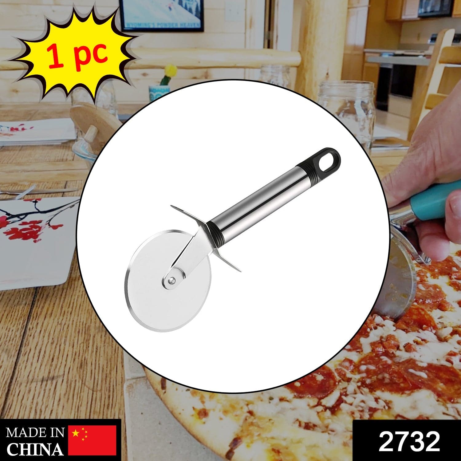 Stainless Steel Pizza Cutter, Pastry Cake Slicer, Sharp, Wheel Type thumbnail 2
