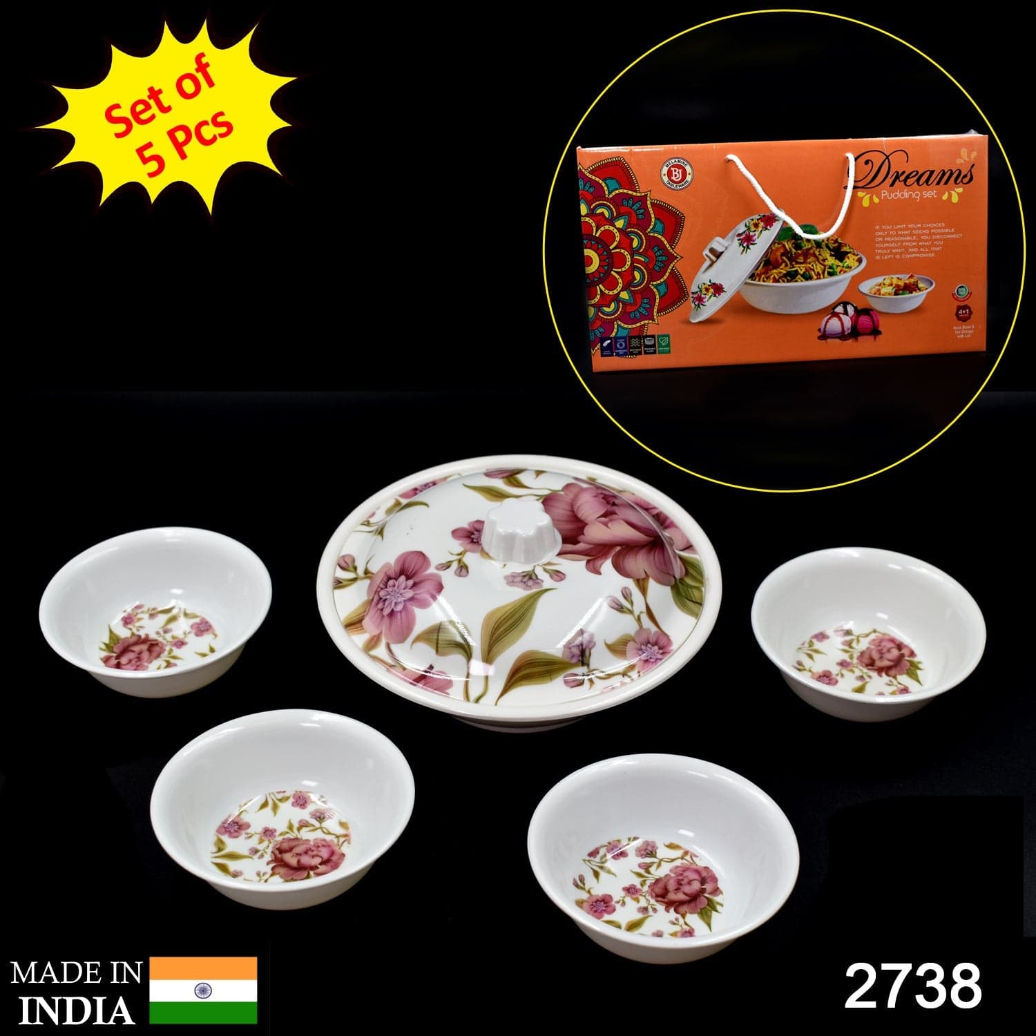 5 Pc Pudding Set used as a cutlery set for serving food purposes and sweet dishes and all in all kinds of household and official places etc. thumbnail 2