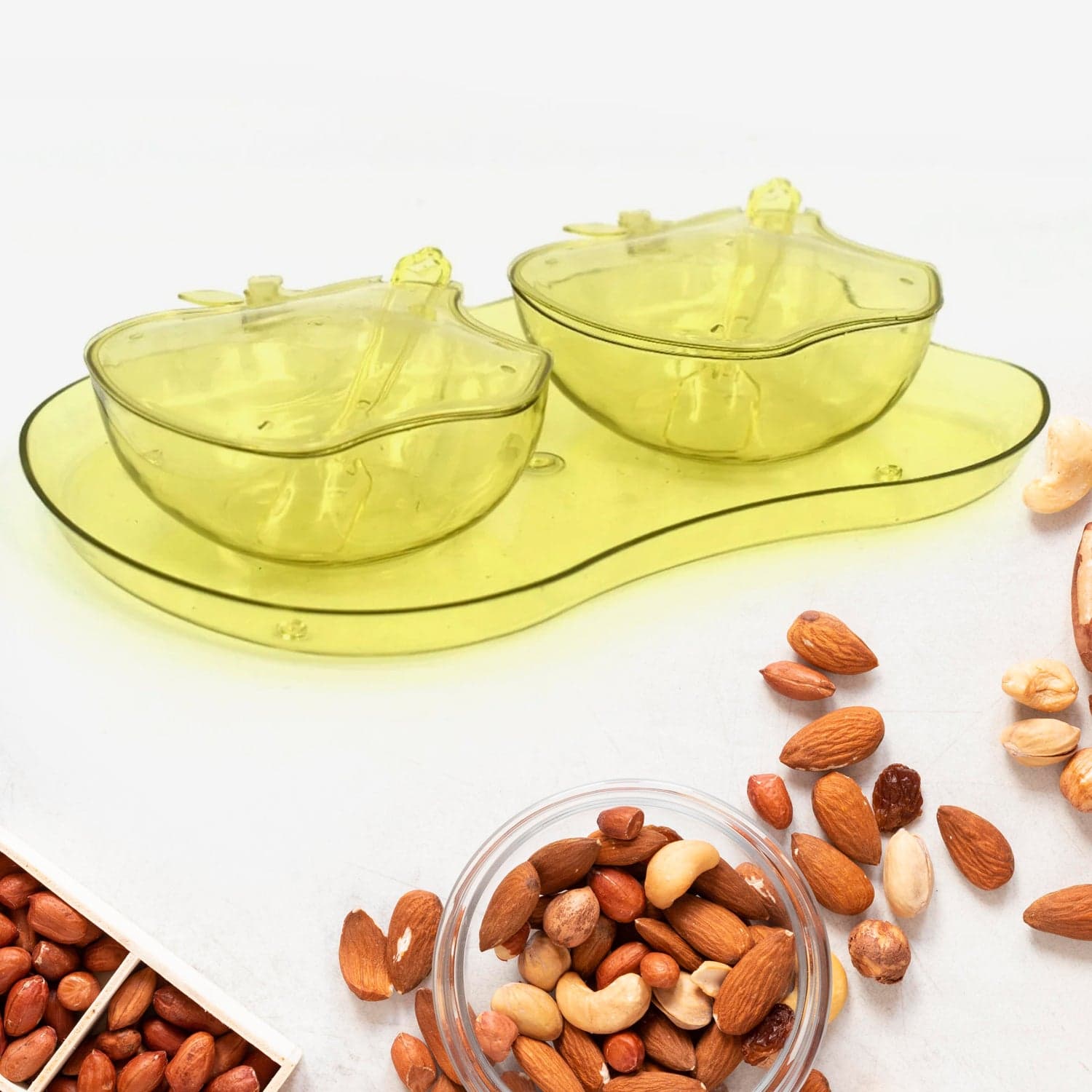 Apple Shape Tray Bowl Used For Serving Snacks And Various Food Stuffs. thumbnail 1