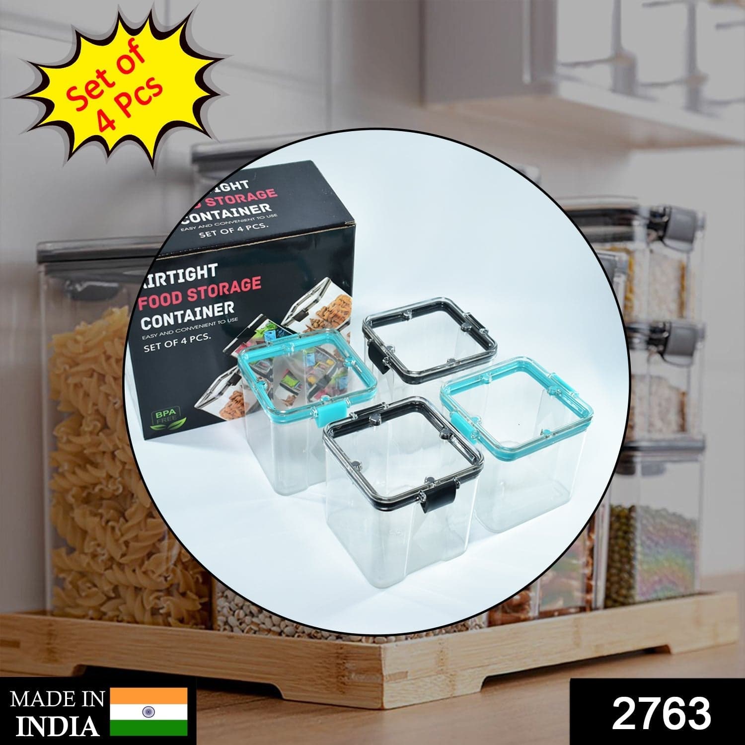 4Pc Square Container 700Ml Used For Storing Types Of Food Stuffs And Items. thumbnail 2
