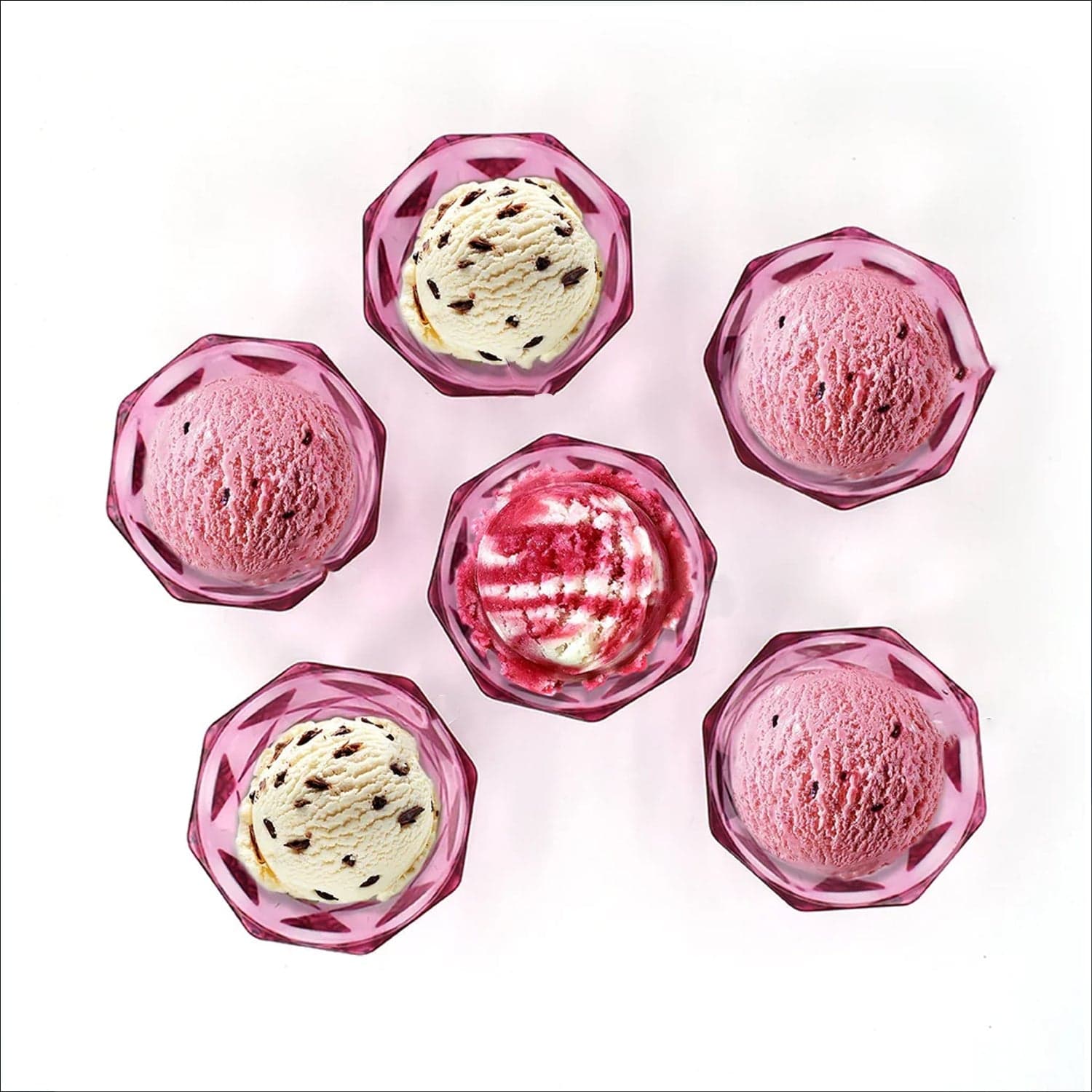 6pc Diamond shape ice cream bowl set thumbnail 3