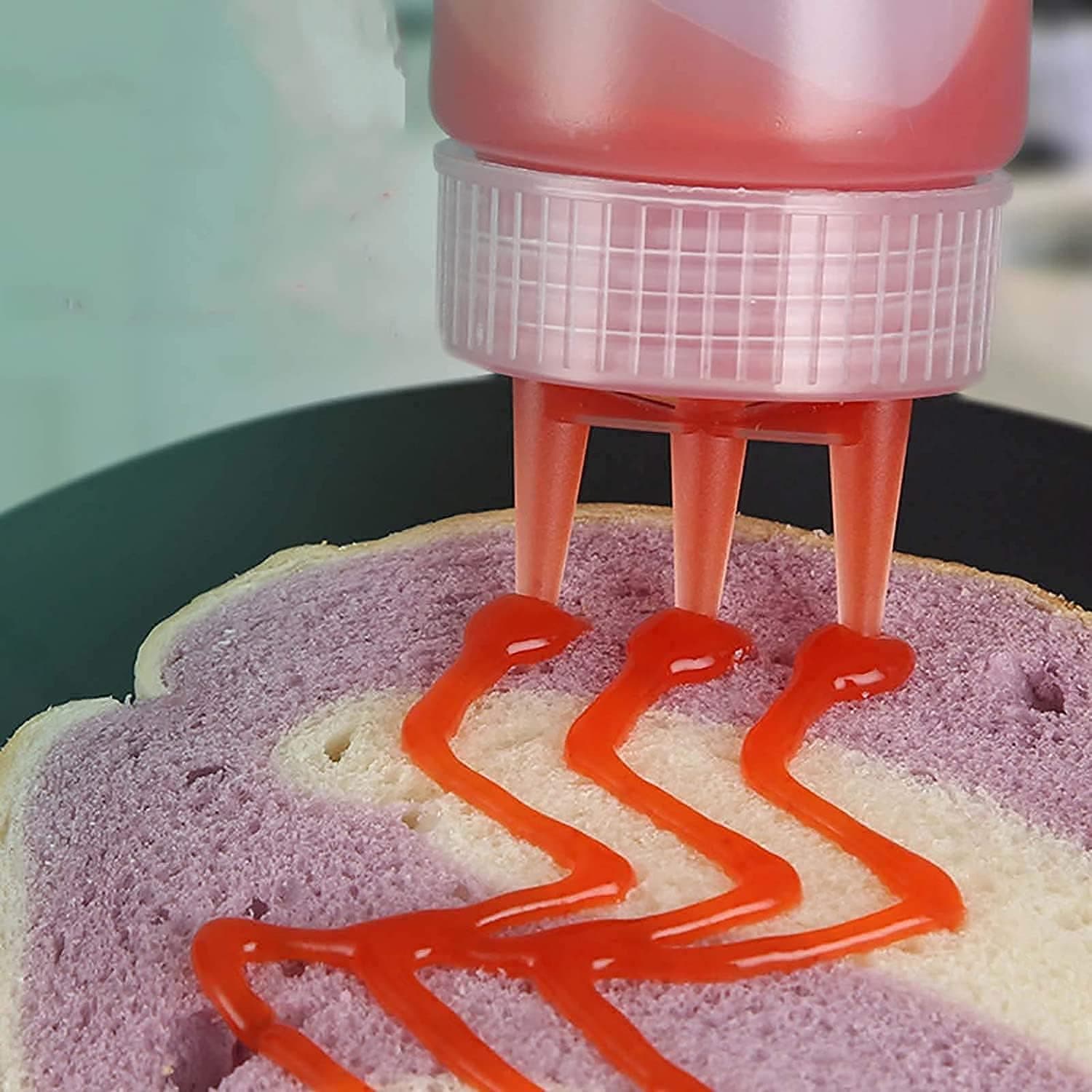 Ketchup Bottles With 3 Nozzle For Sauce, Mayonnaise, Chocolate Syrup Using Bottle Reusable Plastic Bottle ( 360Ml ) thumbnail 3