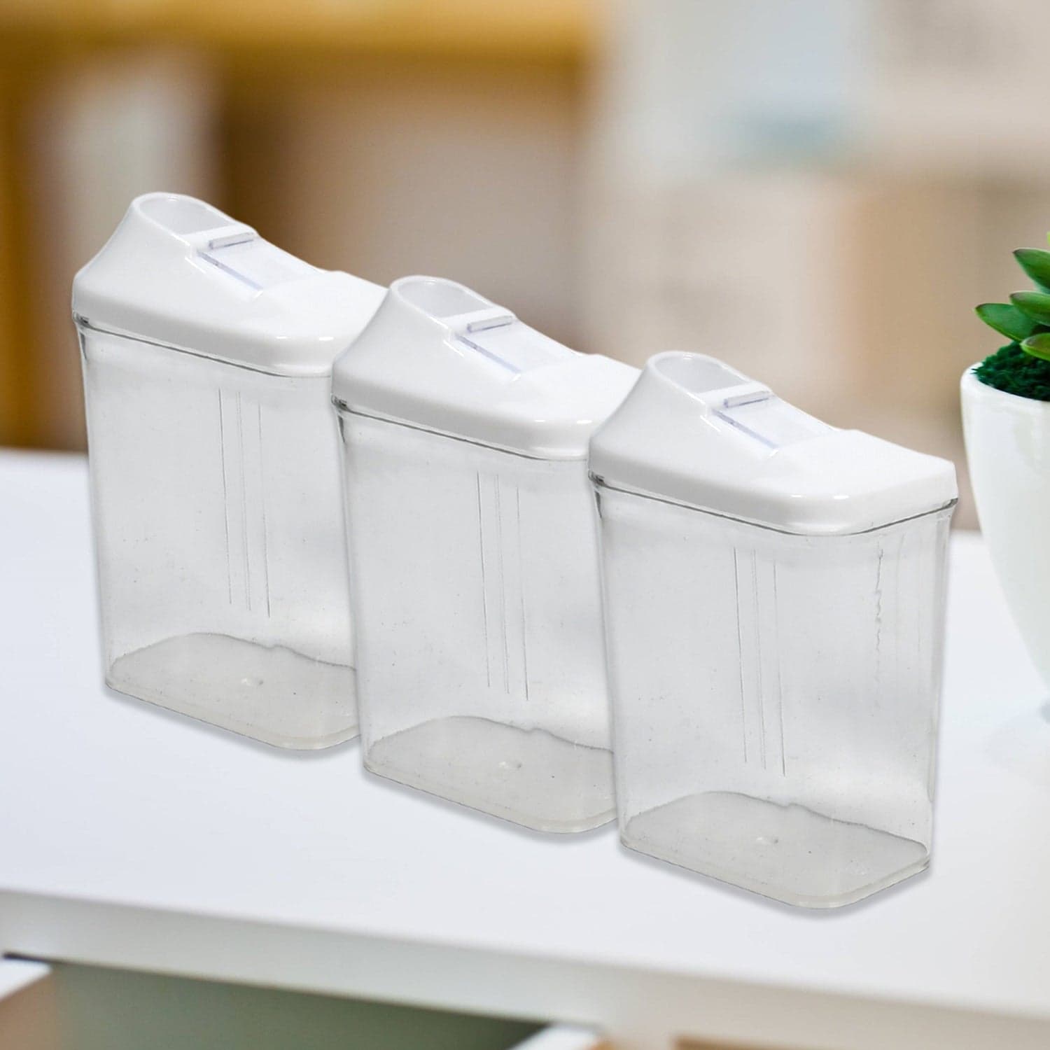 Kitchen Storage Jars & Container Set 3pc , Transparent Jar Set For home & Kitchen Use thumbnail 1