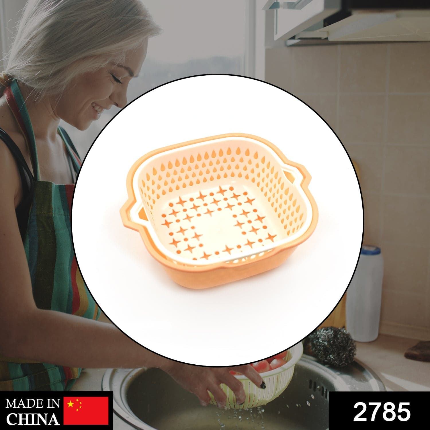 2 In 1 Basket Strainer To Rinse Various Types Of Items Like Fruits, Vegetables Etc. ID-2785 thumbnail 2