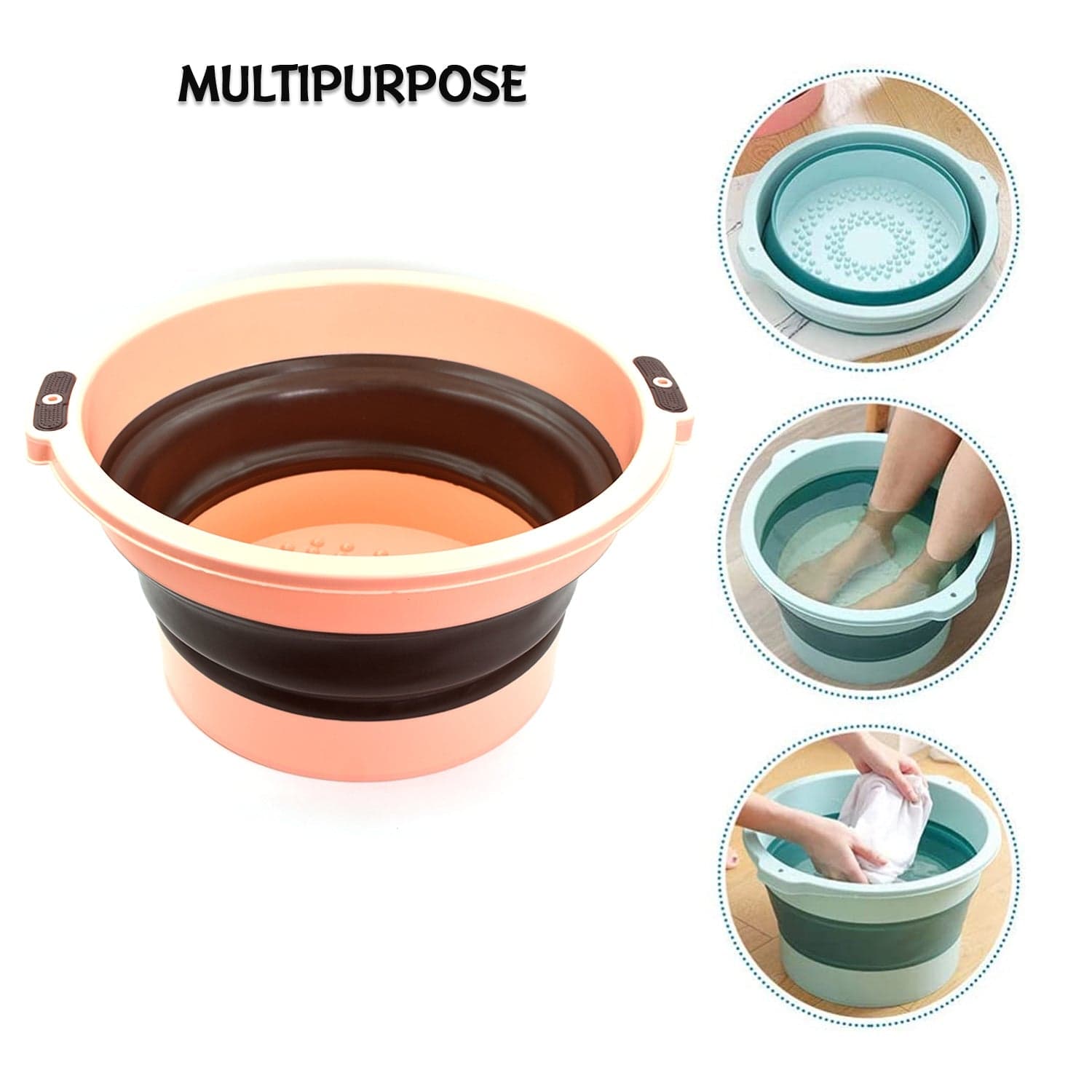 Multi-Purpose Portable Collapsible Folding Tub, With Hanging Hole & Save Storage Space, Also Use For Foot Spa. thumbnail 9