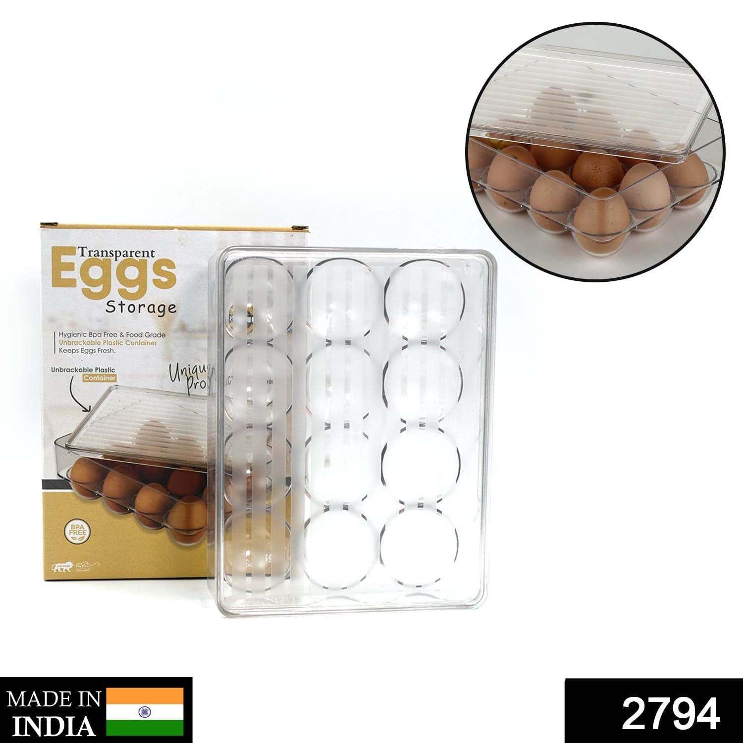 12 Cavity Egg Storage Box For Holding And Placing Eggs Easily And Firmly. thumbnail 2