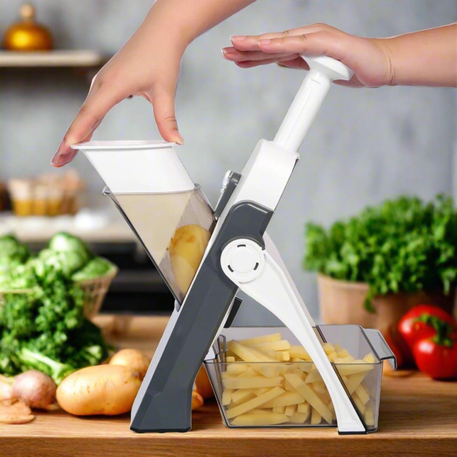 Multi functional Time Saving Adjustable Hand Press Vegetables Chopper ID-2803 thumbnail 5