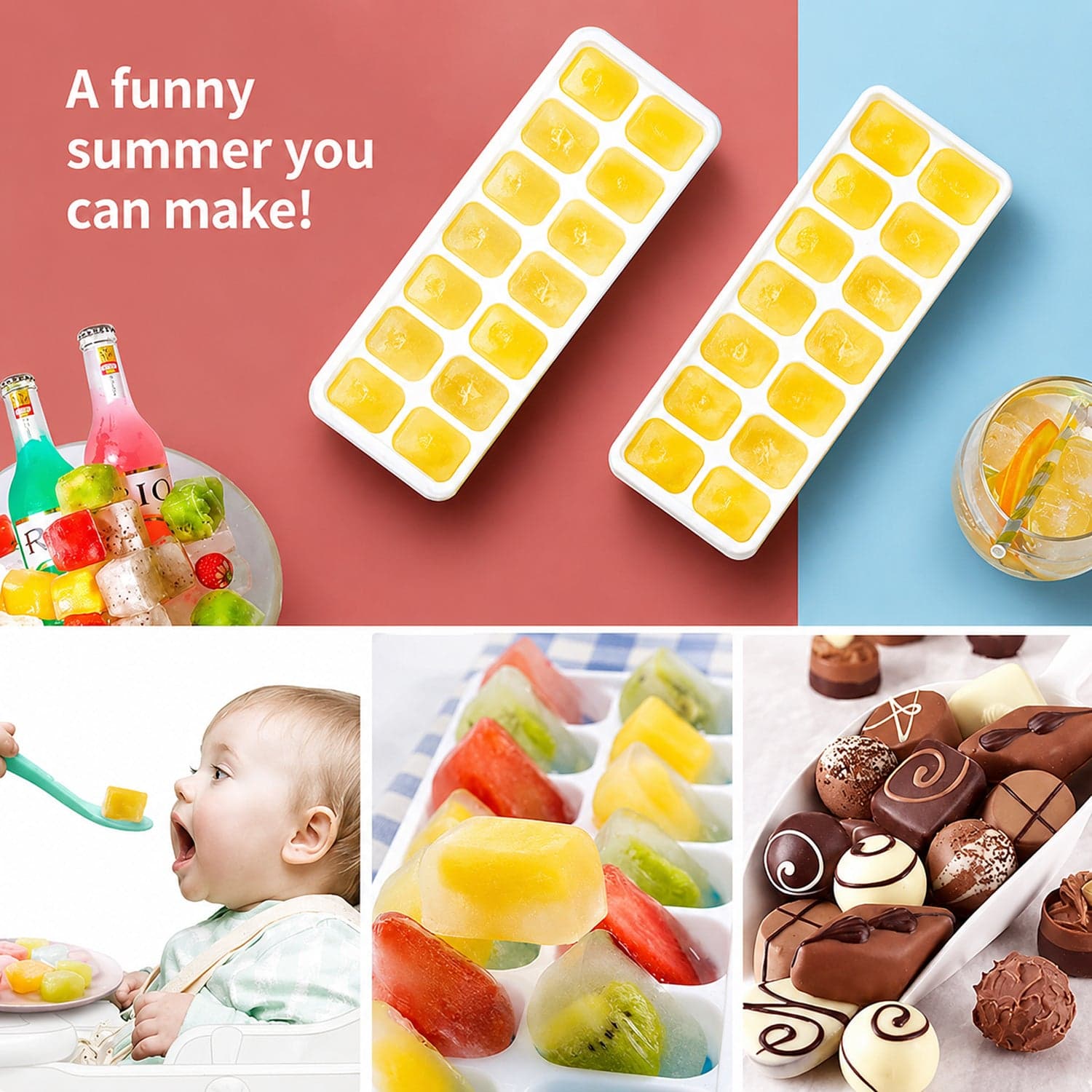 Ice Cube Tray with Spill-Proof Lid the Effortless Ice Making and Space Saving thumbnail 5