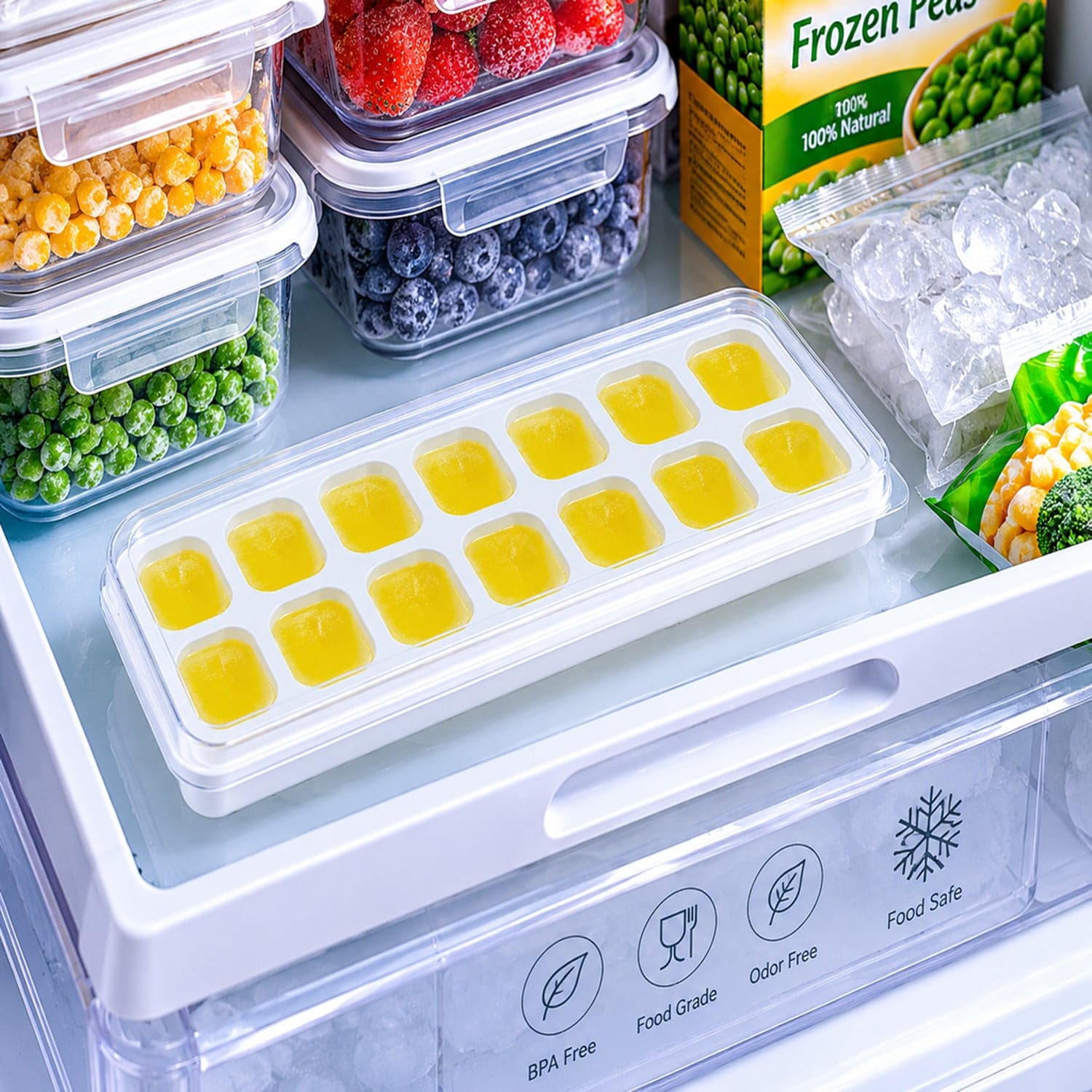 Ice Cube Tray with Spill-Proof Lid the Effortless Ice Making and Space Saving thumbnail 8