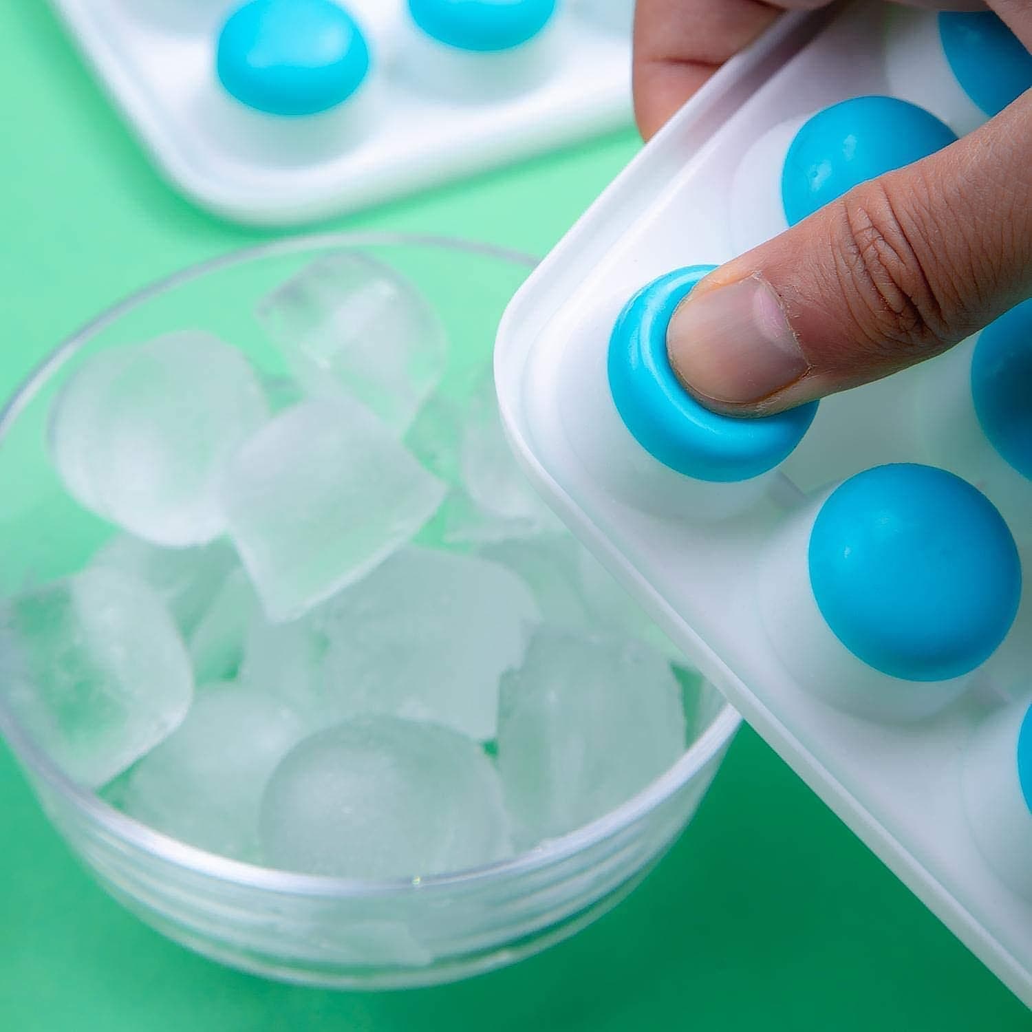 21 Cavity Up Ice Cube Trays-Easy Release, Flexible Silicone Bottom - Stackable, Bpa Free, Food Grade - For Convenient Freezer Ice Making (2 Pc Set) thumbnail 1
