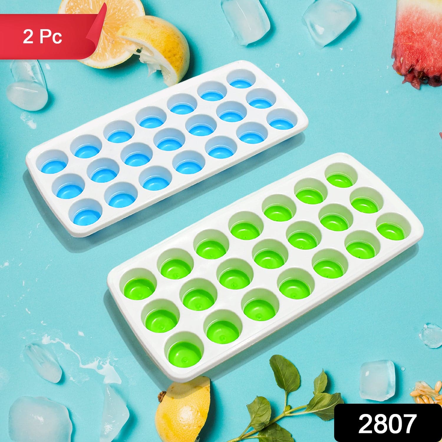 21 Cavity Up Ice Cube Trays-Easy Release, Flexible Silicone Bottom - Stackable, Bpa Free, Food Grade - For Convenient Freezer Ice Making (2 Pc Set) thumbnail 2
