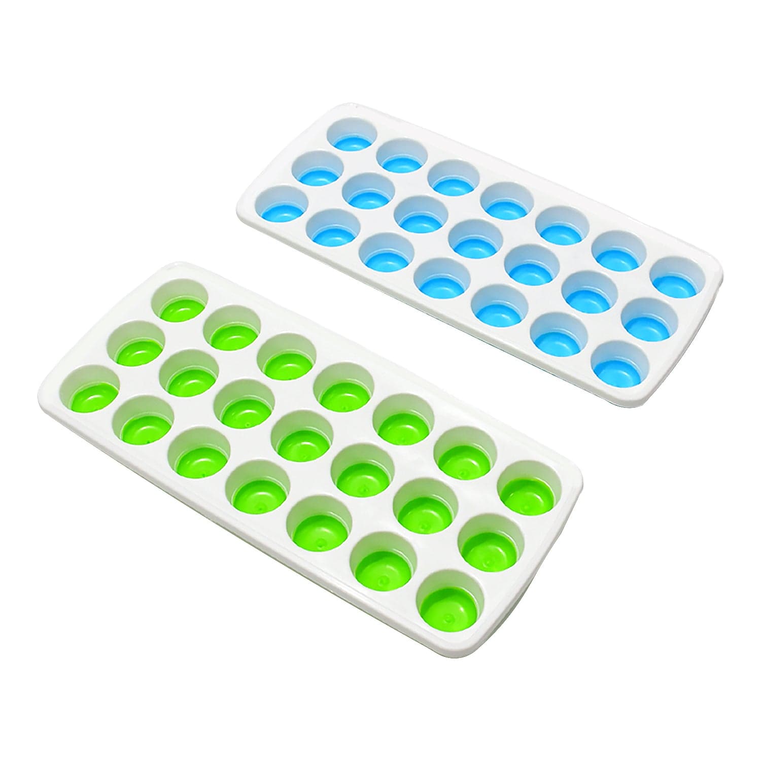 21 Cavity Up Ice Cube Trays-Easy Release, Flexible Silicone Bottom - Stackable, Bpa Free, Food Grade - For Convenient Freezer Ice Making (2 Pc Set) thumbnail 4
