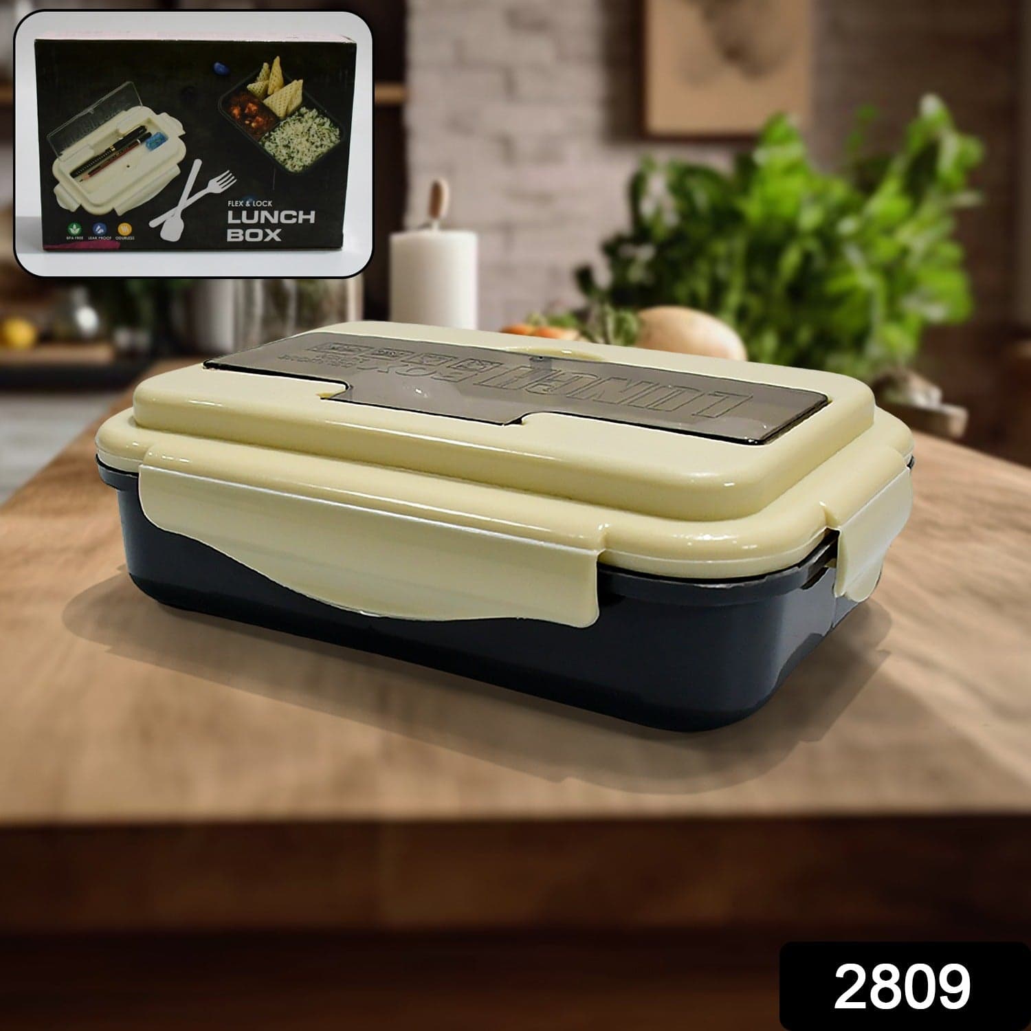 Lunch Box Flex Lock Plastic Liner Lunch Container, Portable Tableware Set For Kid Adult Student Children Keep Food Warm thumbnail 2
