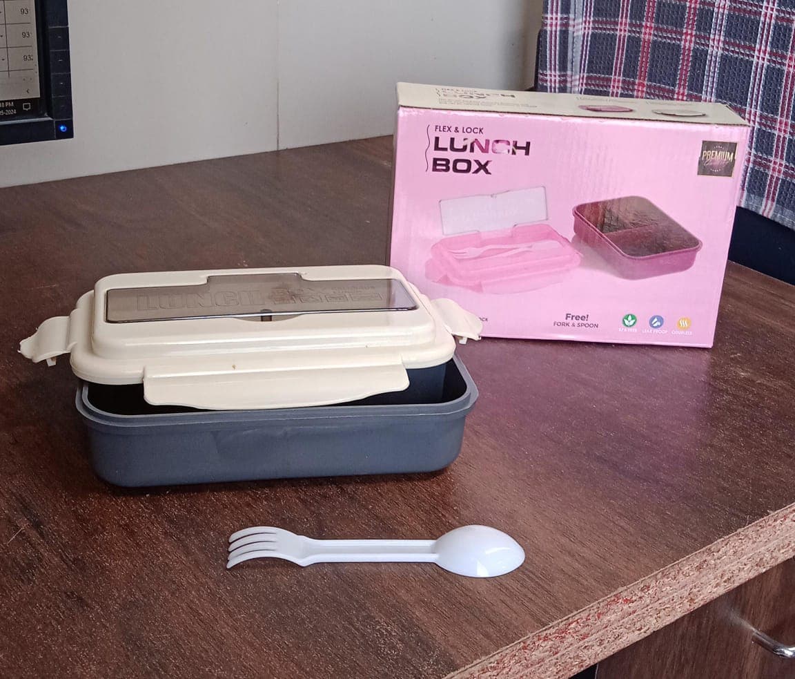 Lunch Box Flex Lock Plastic Liner Lunch Container, Portable Tableware Set For Kid Adult Student Children Keep Food Warm thumbnail 7
