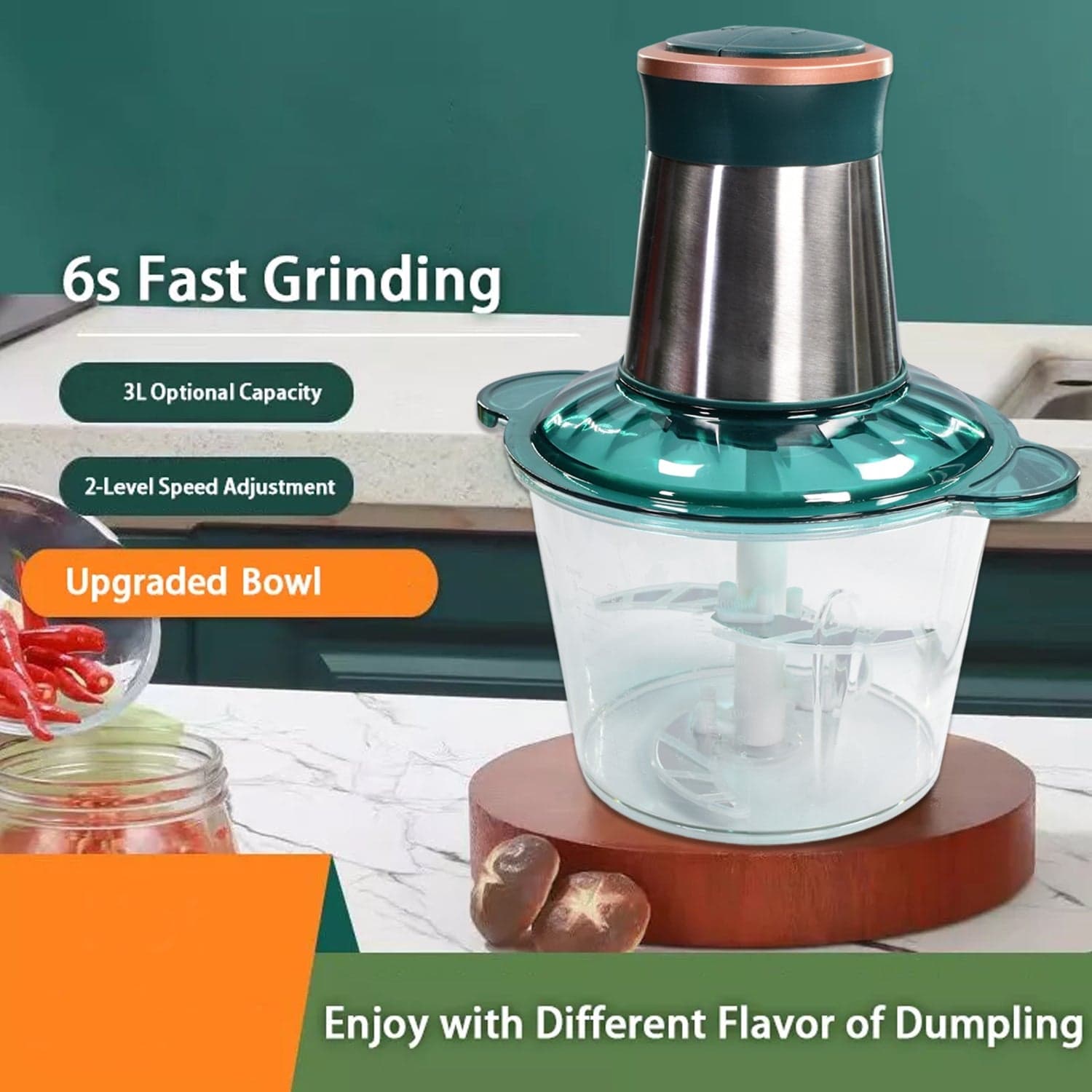 Stainless Steel Electric Meat Grinders with Bowl for Food Chopping Meat & Vegetable. thumbnail 6