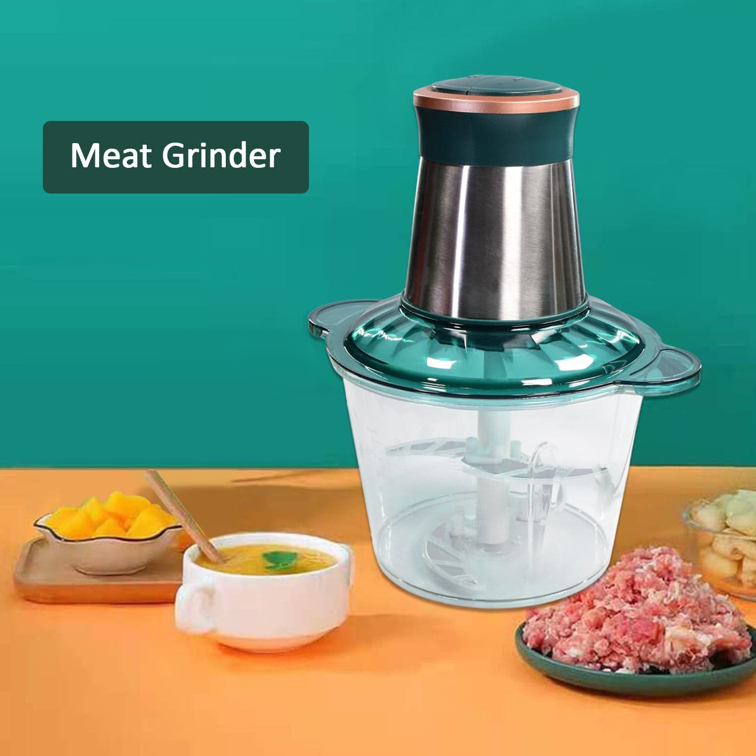 Stainless Steel Electric Meat Grinders with Bowl for Food Chopping Meat & Vegetable. thumbnail 7
