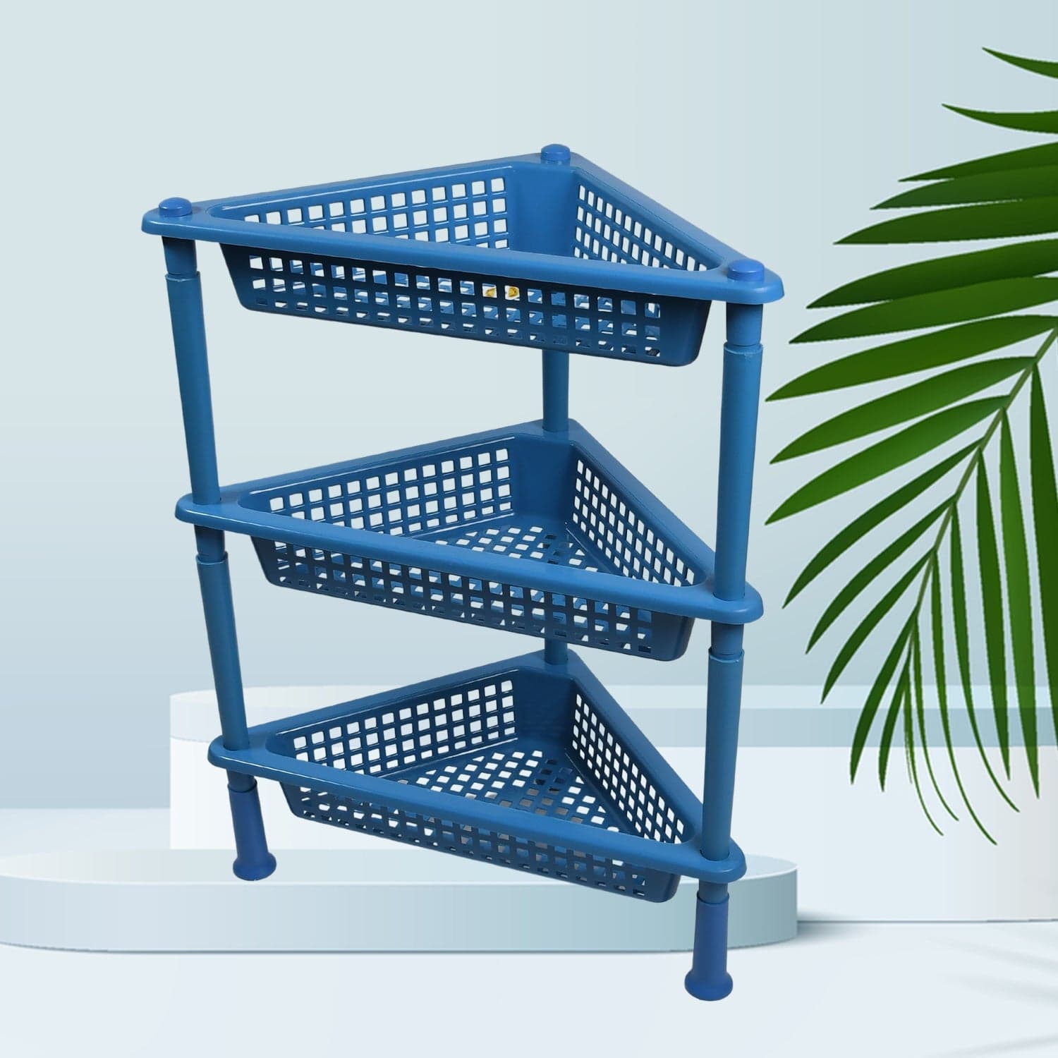 Triangle 3-Tier Plastic Storage Rack for Kitchen, Bathroom & Office thumbnail 3