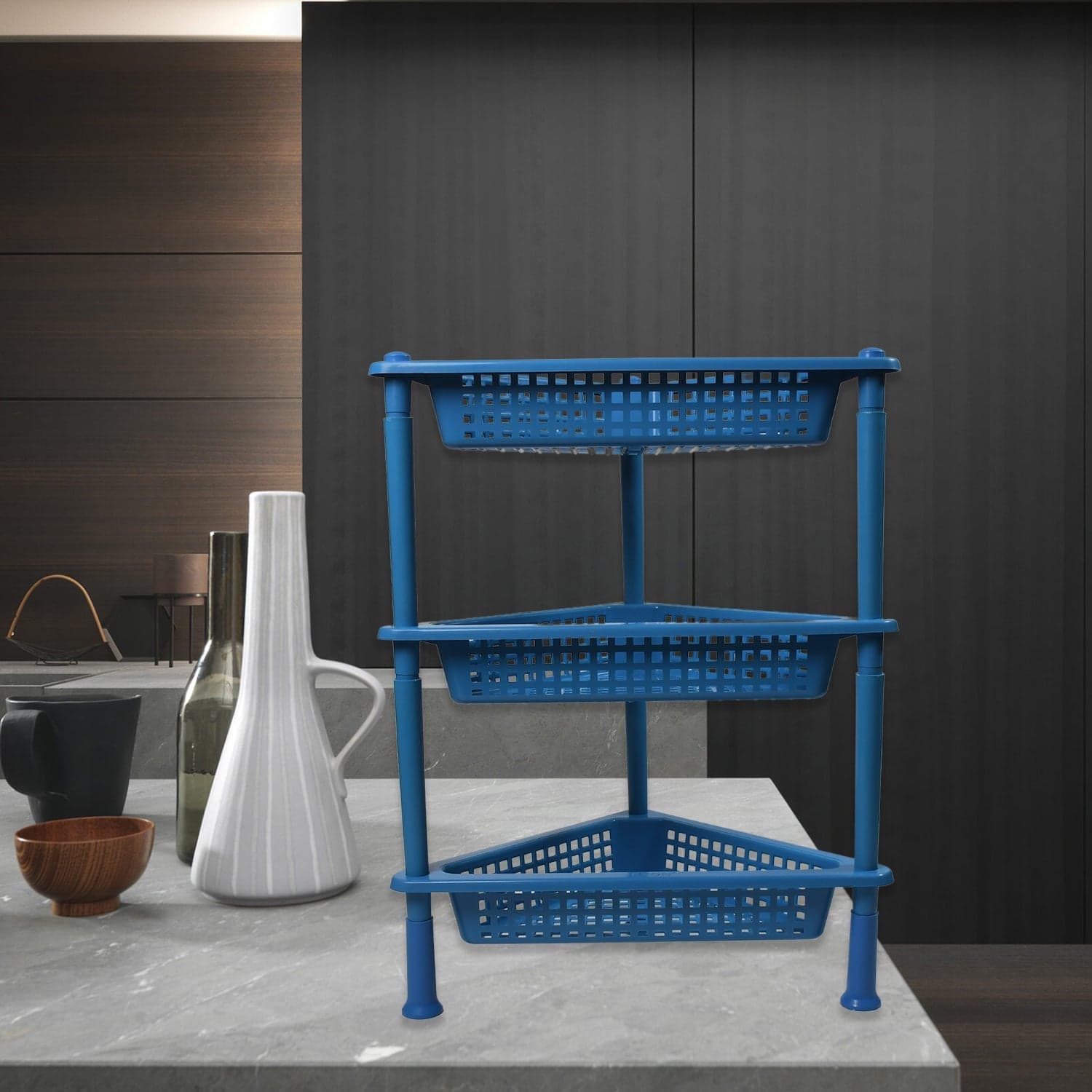Triangle 3-Tier Plastic Storage Rack for Kitchen, Bathroom & Office thumbnail 6