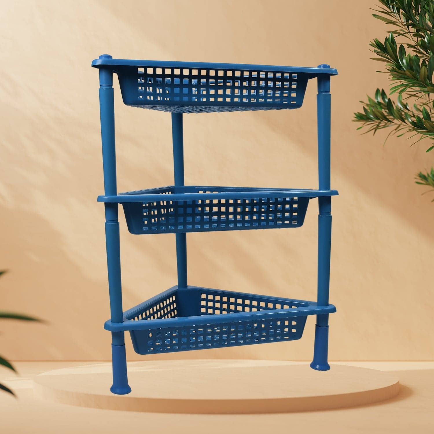 Triangle 3-Tier Plastic Storage Rack for Kitchen, Bathroom & Office thumbnail 7