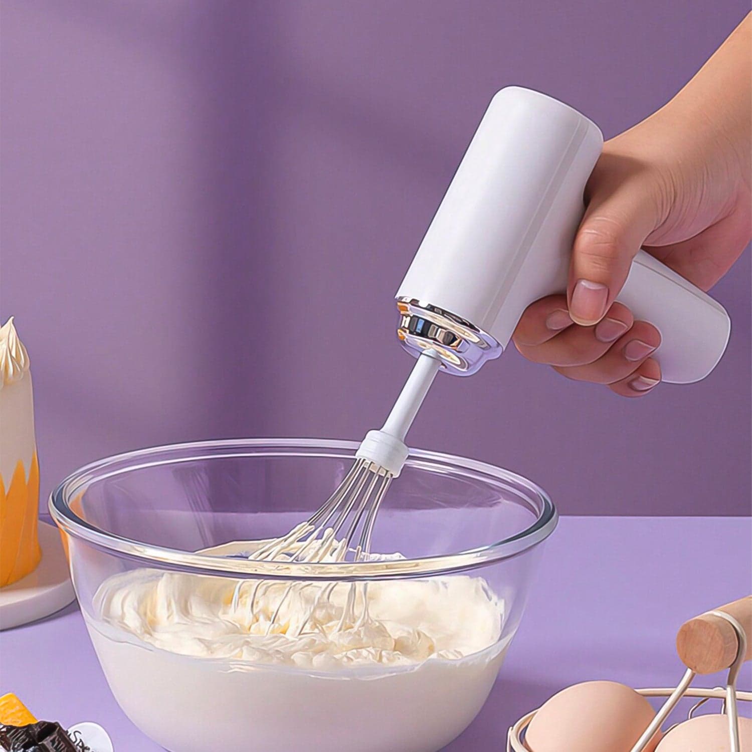 Wireless Portable Hand Mixer - Rechargeable Handheld Whisk Beater for Baking & Blending (2pc) thumbnail 3