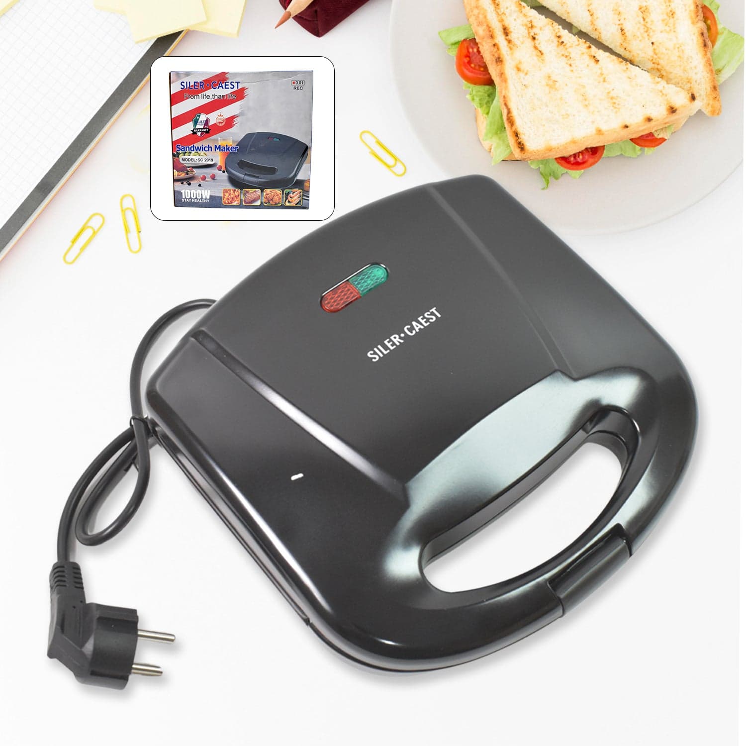 Sandwich Maker Makes Sandwich Non-Stick Plates| Easy to Use with Indicator Lights Sandwich toaster thumbnail 1