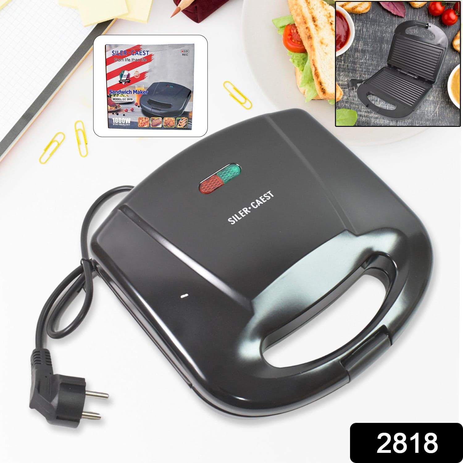 Sandwich Maker Makes Sandwich Non-Stick Plates| Easy to Use with Indicator Lights Sandwich toaster thumbnail 2