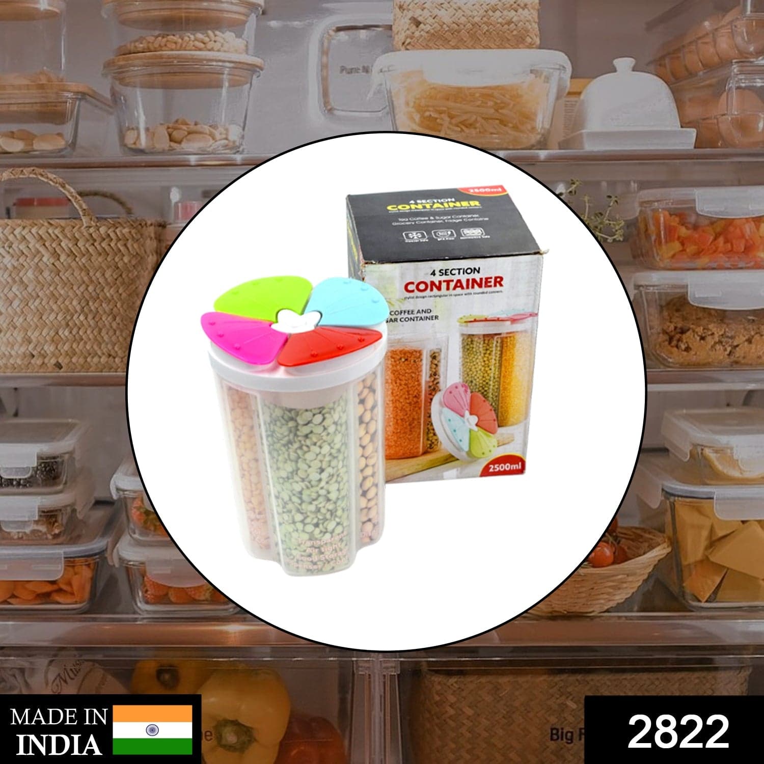 4 Section Storage containers airtight Transparent Food Plastic Storage Container thumbnail 2