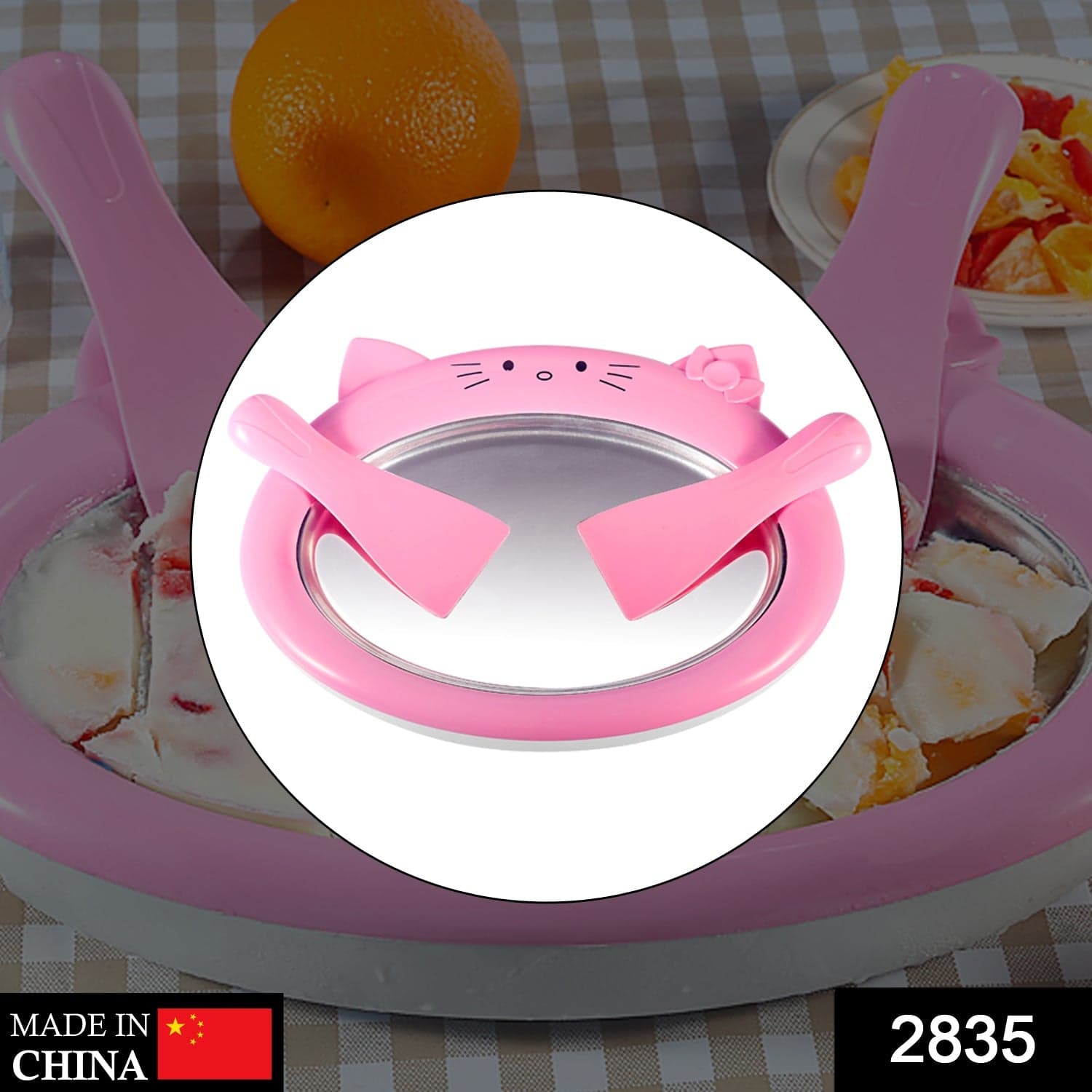 Ice-Frying Machine, Mini Ice Machine For Summer With Cartoon Design Home Fried Ice Cream Machine thumbnail 2