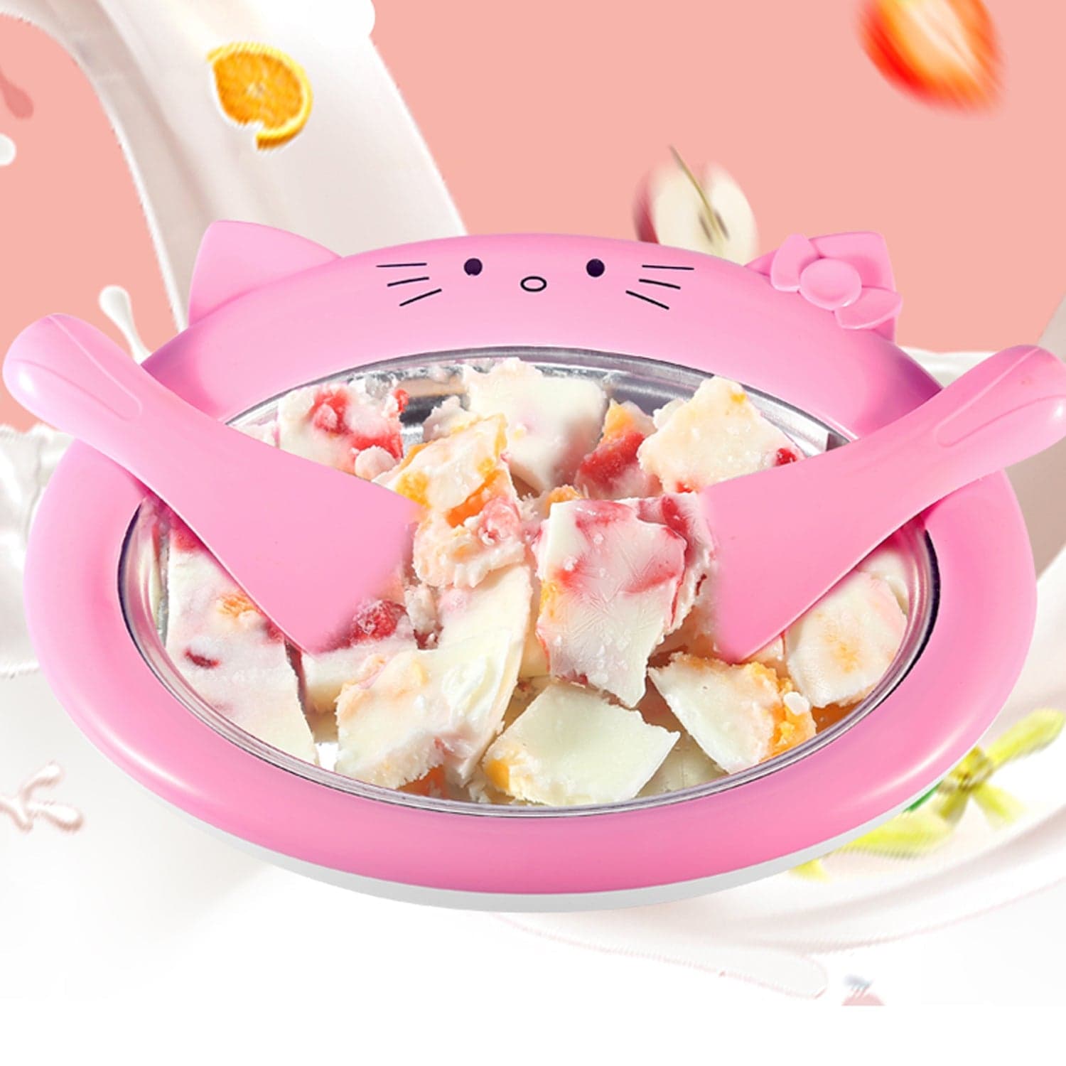 Ice-Frying Machine, Mini Ice Machine For Summer With Cartoon Design Home Fried Ice Cream Machine thumbnail 4