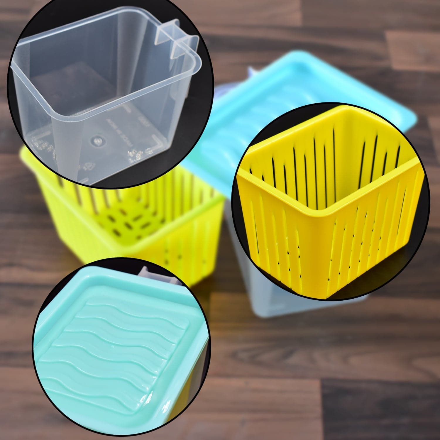 Fridge Storage Containers with Handle Plastic Storage Container for Kitchen(4 Pcs Set) thumbnail 1