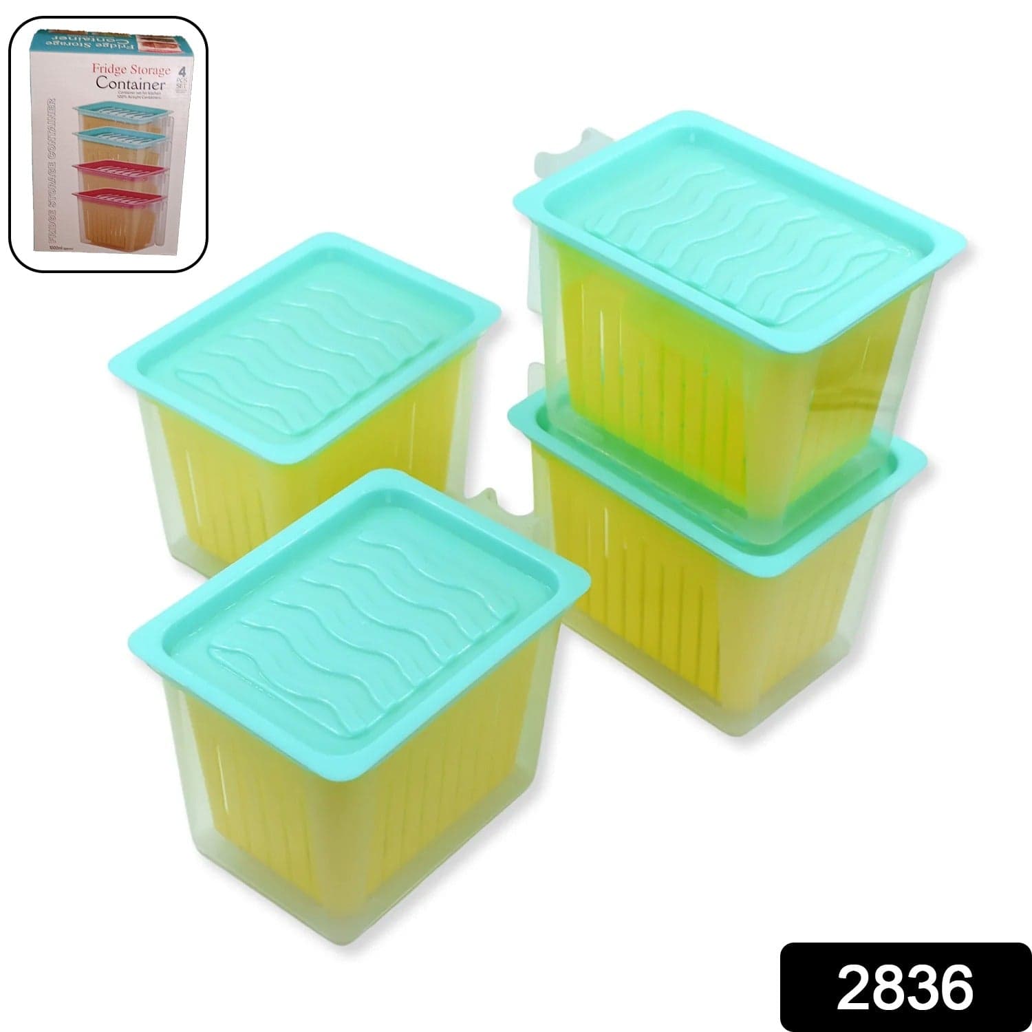 Fridge Storage Containers with Handle Plastic Storage Container for Kitchen(4 Pcs Set) thumbnail 2