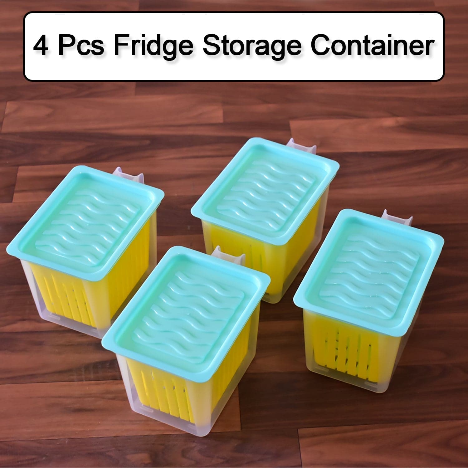 Fridge Storage Containers with Handle Plastic Storage Container for Kitchen(4 Pcs Set) thumbnail 3