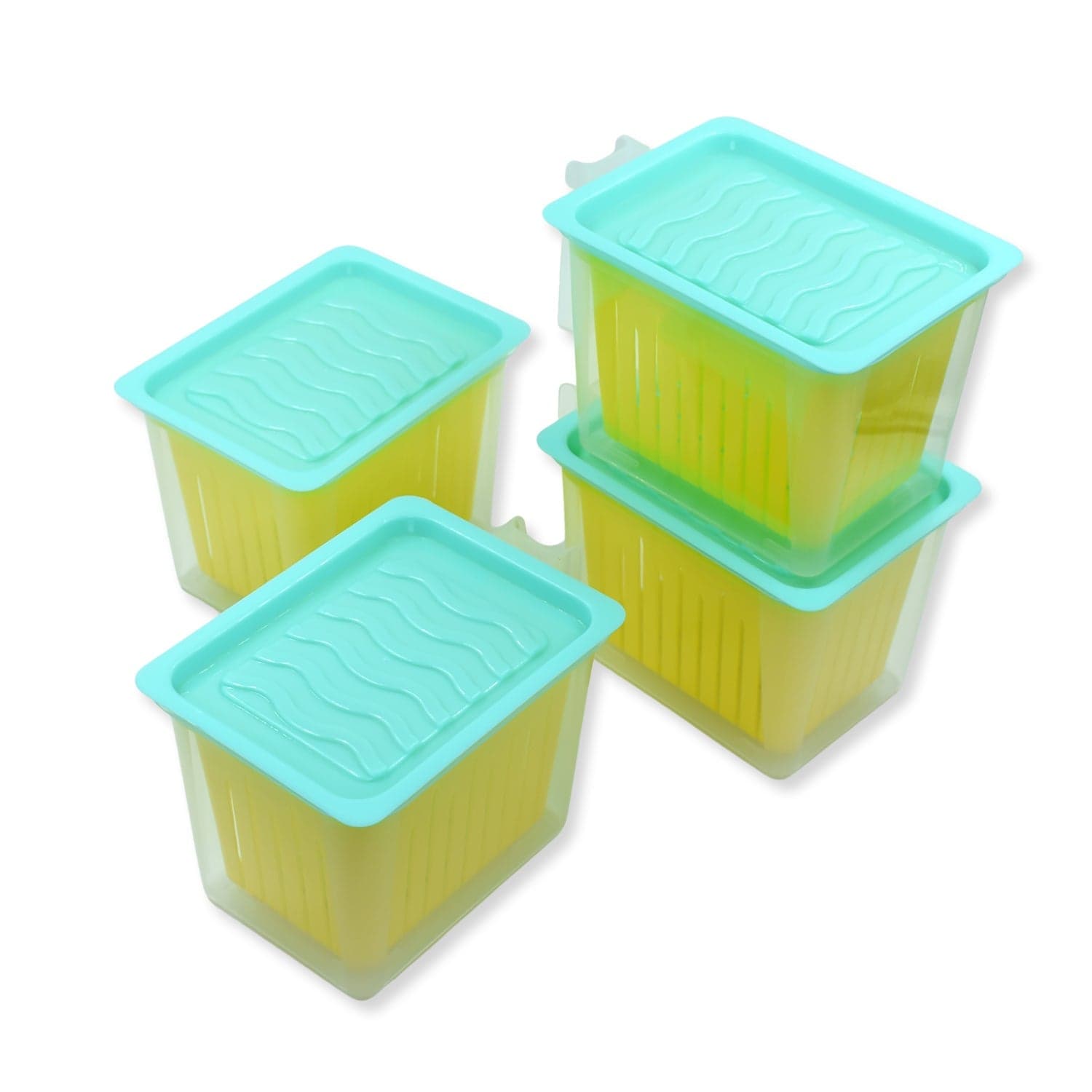 Fridge Storage Containers with Handle Plastic Storage Container for Kitchen(4 Pcs Set) thumbnail 5