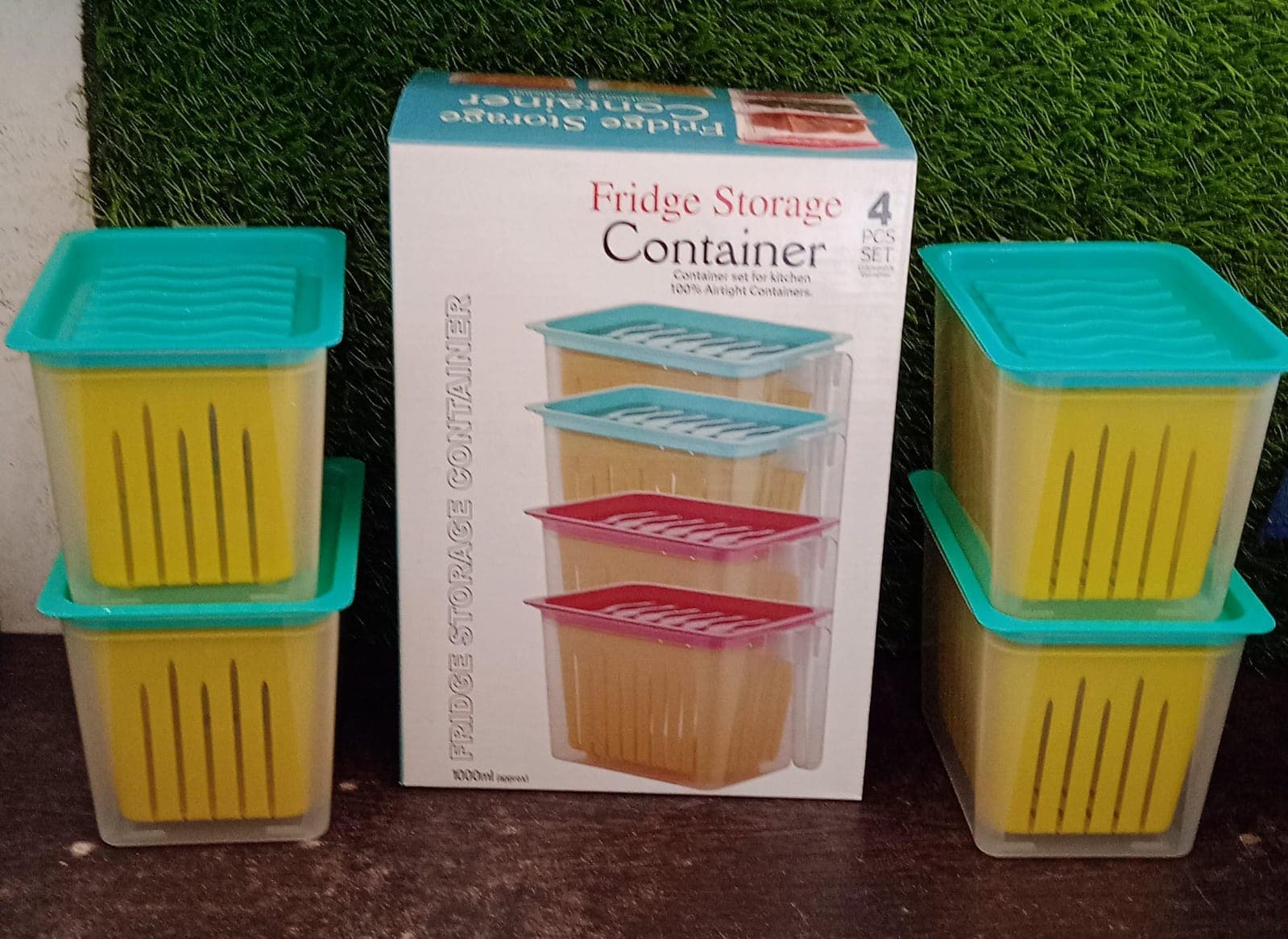 Fridge Storage Containers with Handle Plastic Storage Container for Kitchen(4 Pcs Set) thumbnail 8