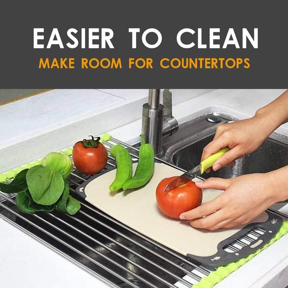 FOLDABLE DRAIN RACK KITCHEN SINK ROLL UP DISH DRYING RACK PORTABLE DISH RACK thumbnail 5