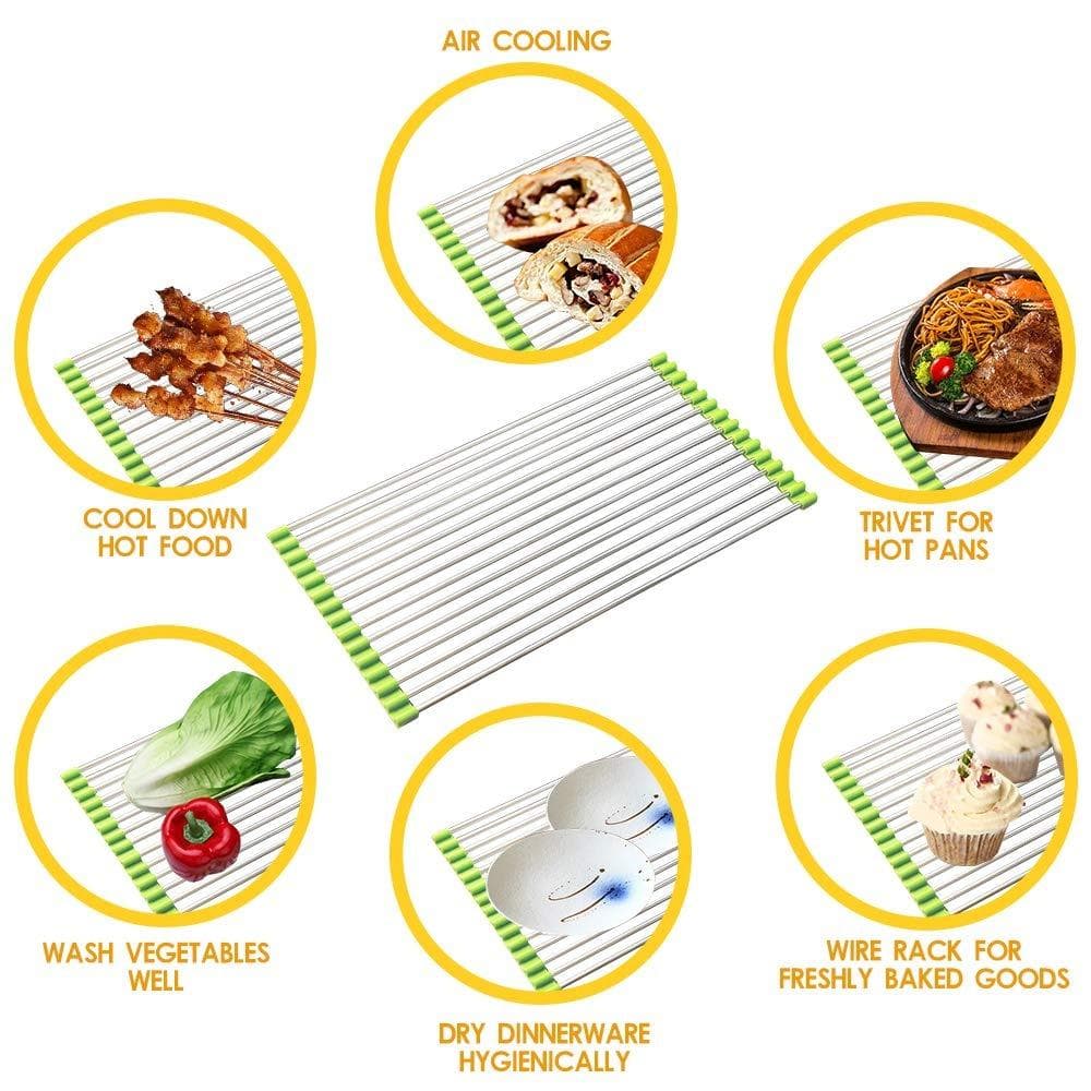 FOLDABLE DRAIN RACK KITCHEN SINK ROLL UP DISH DRYING RACK PORTABLE DISH RACK thumbnail 6