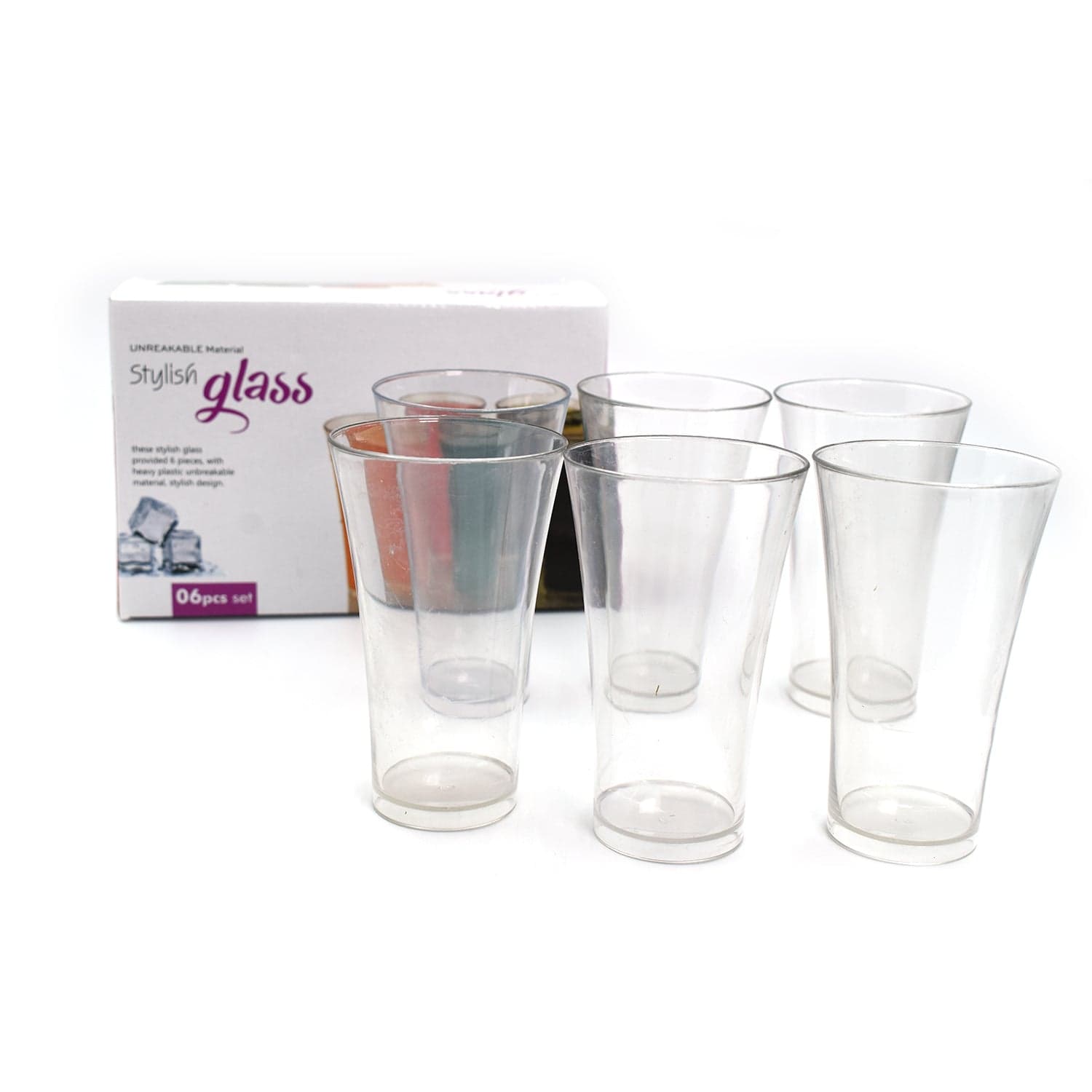 Plastic Drinking Glass Juice Glass Water Glass Set of 6 Transparent Glass thumbnail 9