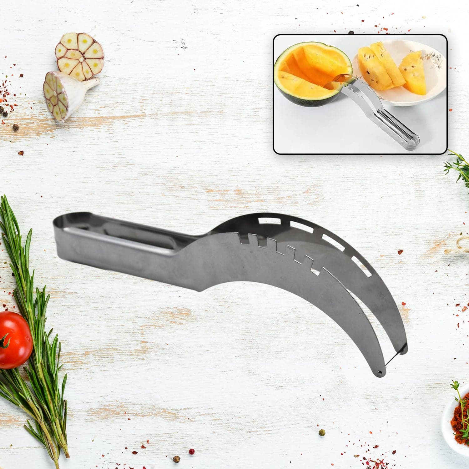 Stainless Steel Watermelon Cantaloupe Slicer Knife, Corer Fruit, Vegetable Tools Kitchen thumbnail 7