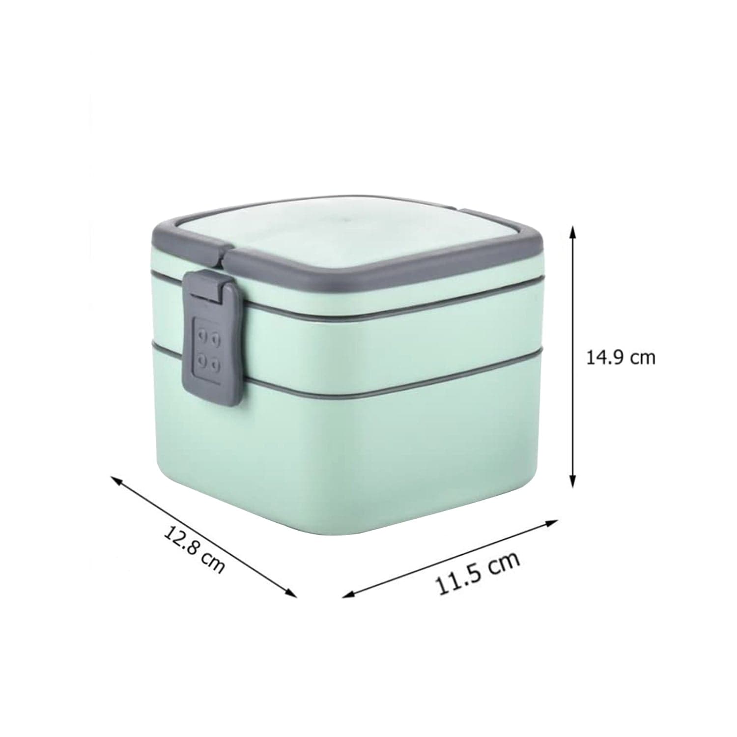 Green Double-Layer Portable Lunch Box Stackable With Carrying Handle And Spoon Lunch Box  thumbnail 11