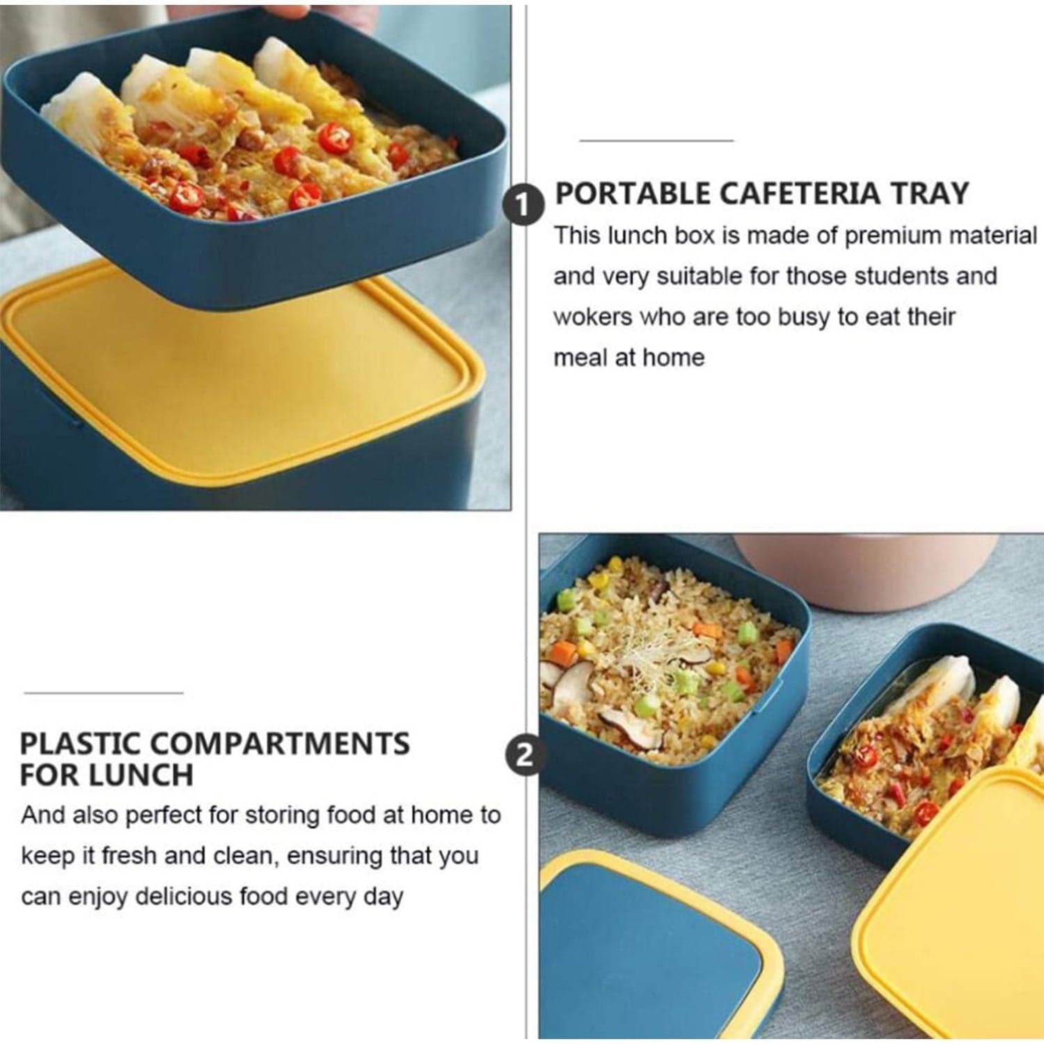 Blue Double-Layer Portable Bento Lunch Box of Stackable with Handle & Spoon thumbnail 19