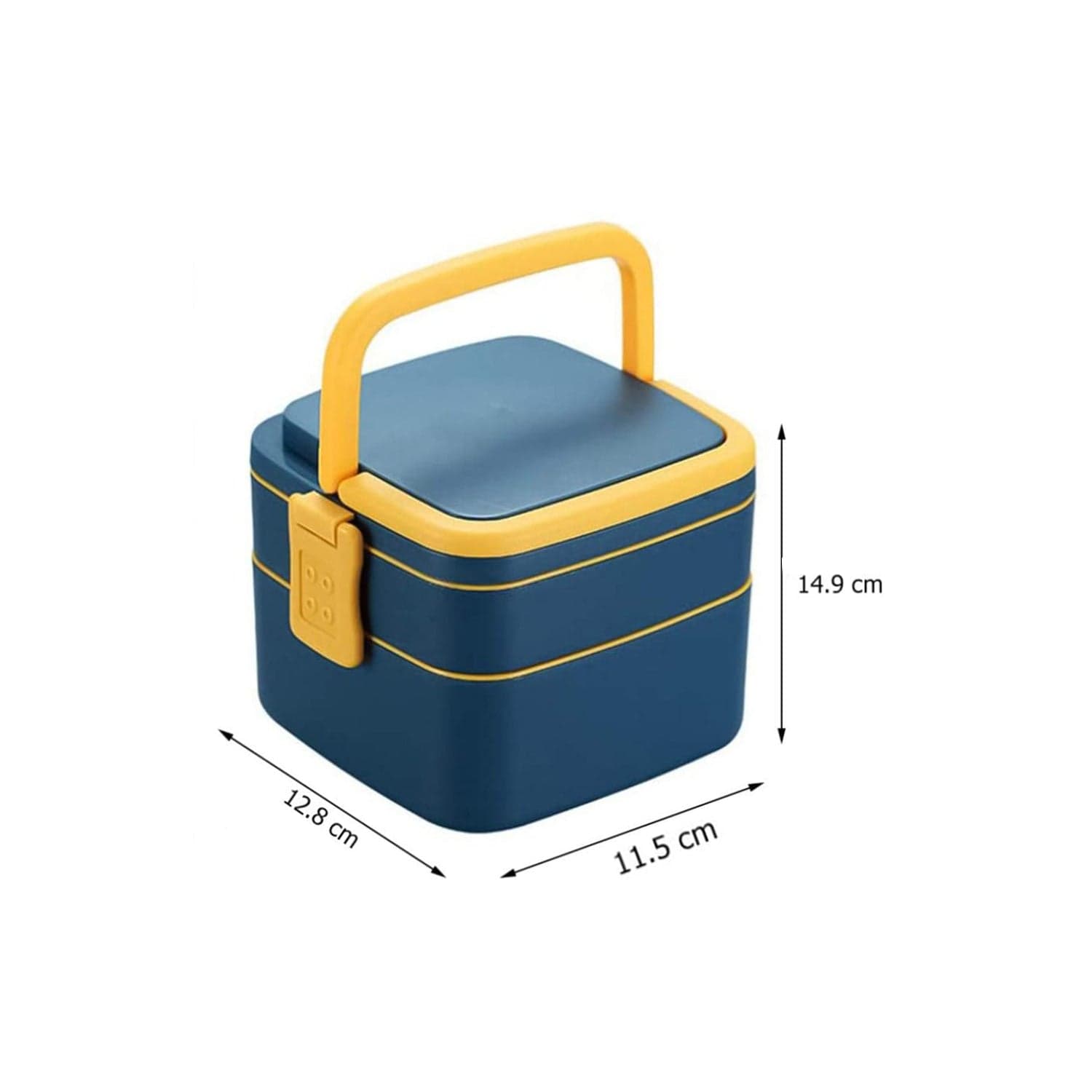 Blue Double-Layer Portable Bento Lunch Box of Stackable with Handle & Spoon thumbnail 11