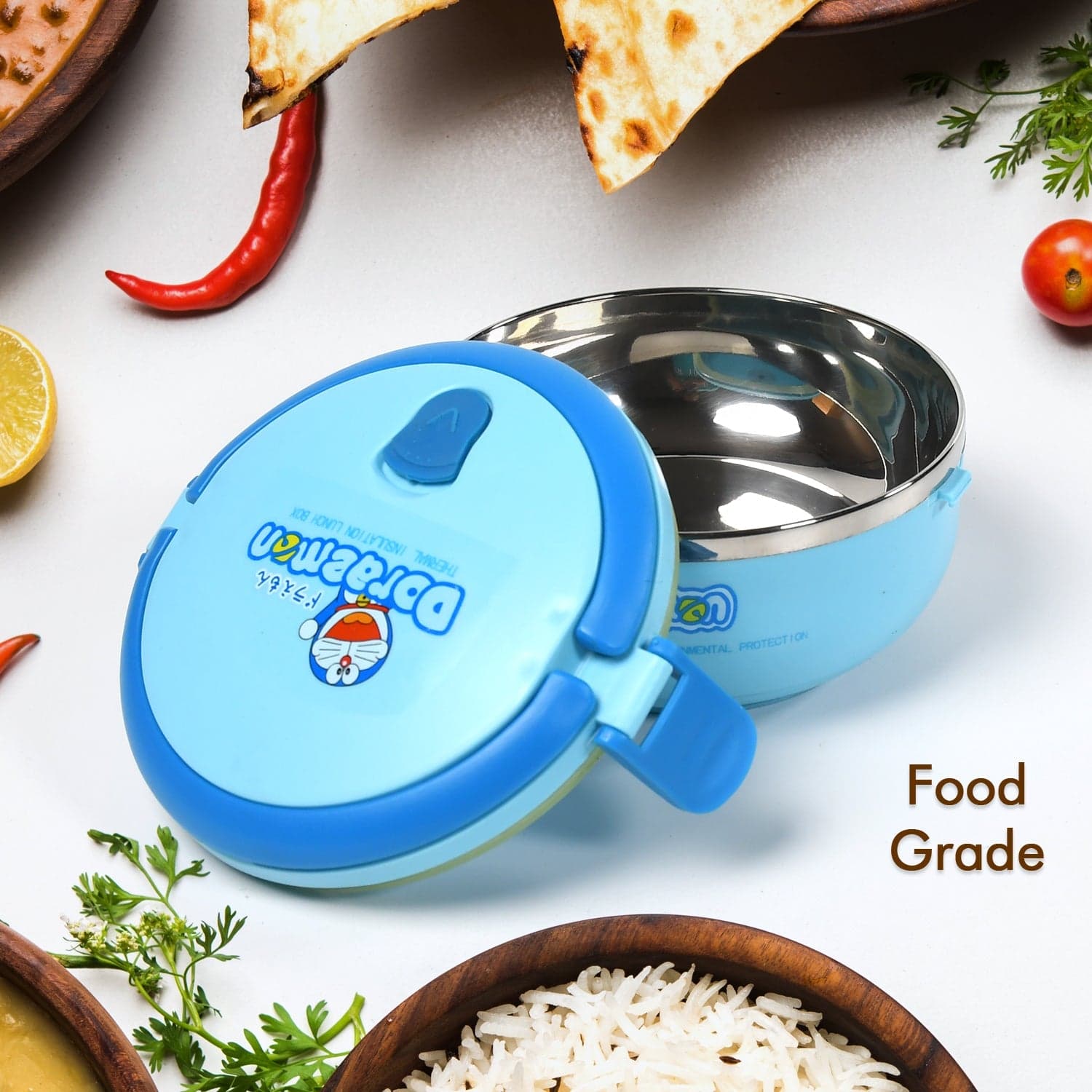 Single Layer Doraemon Steel Lunch Box High Quality Premium Lunch Box For Office & School Use thumbnail 1