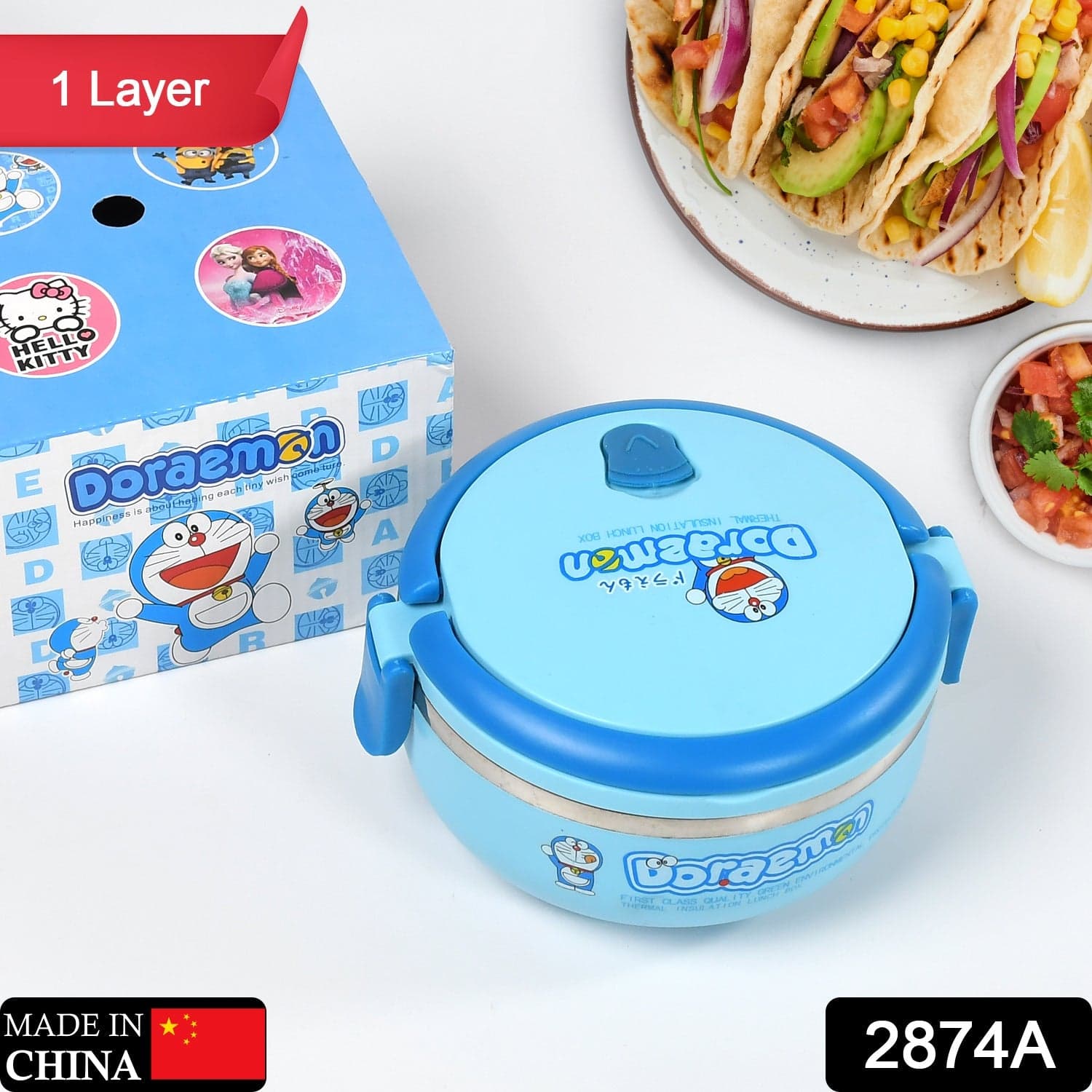 Single Layer Doraemon Steel Lunch Box High Quality Premium Lunch Box For Office & School Use thumbnail 2