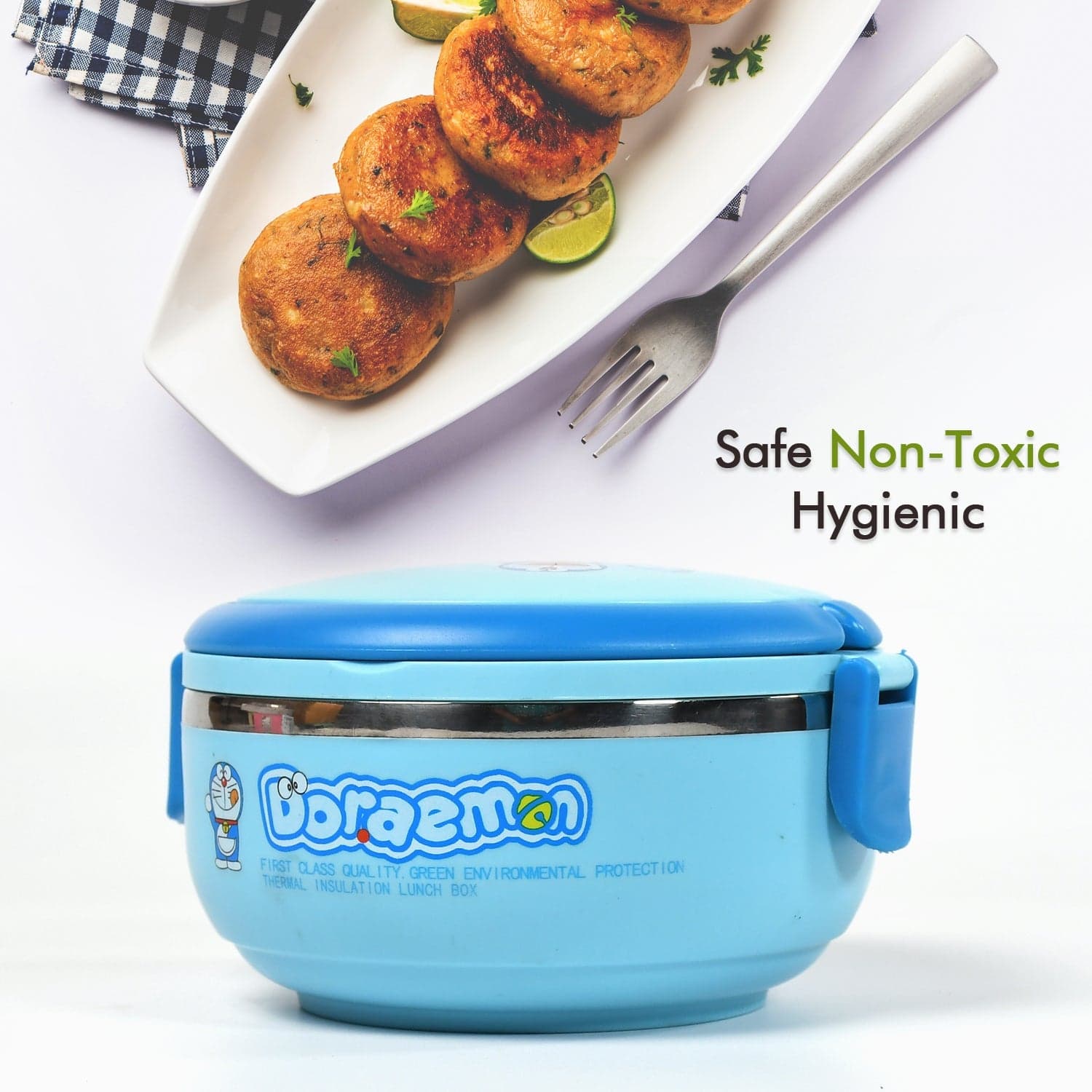Single Layer Doraemon Steel Lunch Box High Quality Premium Lunch Box For Office & School Use thumbnail 3