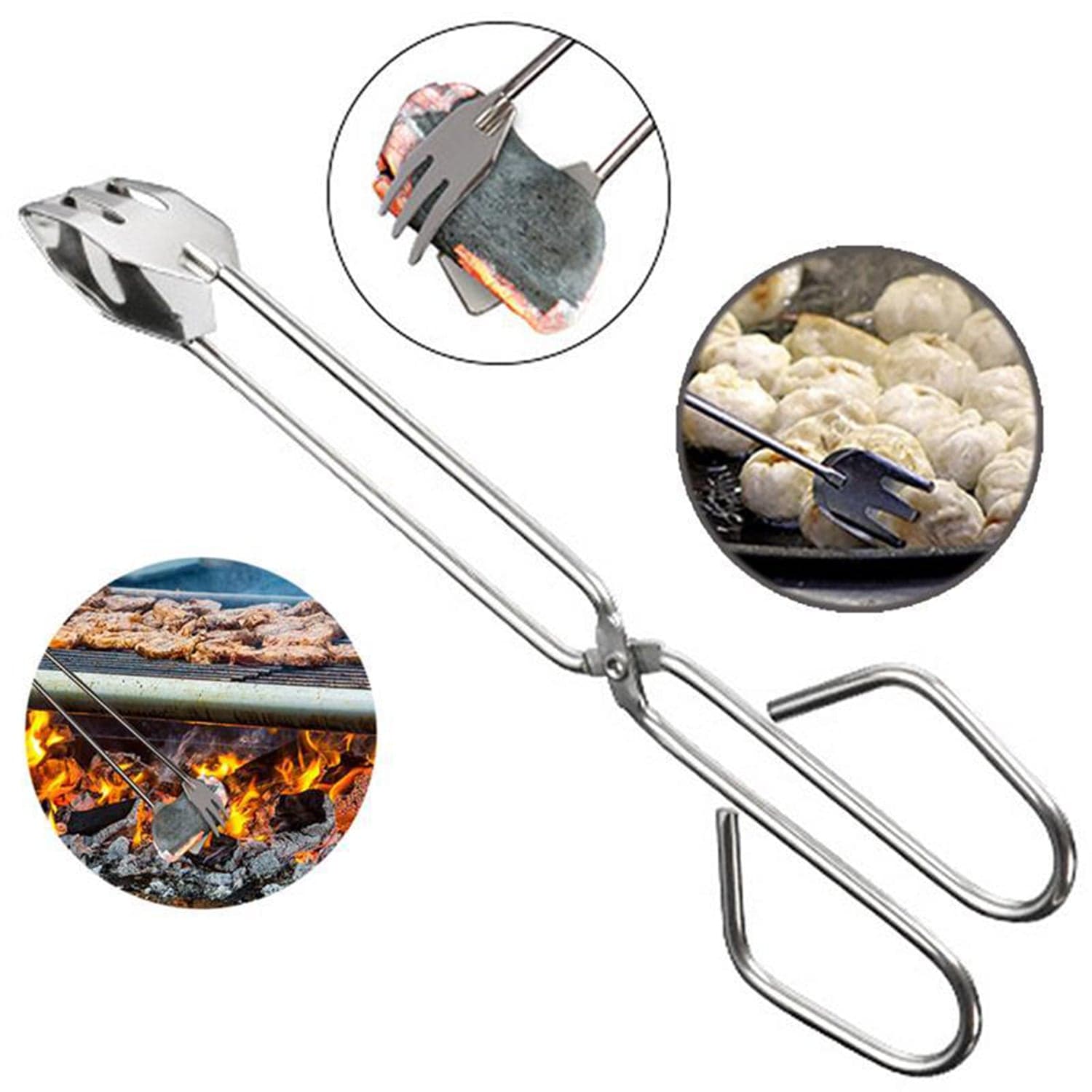 Multi functional Metal BBQ Clip Tongs Clamp for Garbage Charcoal Serving Tools thumbnail 1