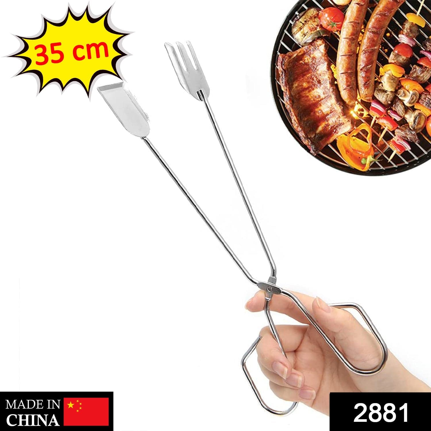 Multi functional Metal BBQ Clip Tongs Clamp for Garbage Charcoal Serving Tools thumbnail 2