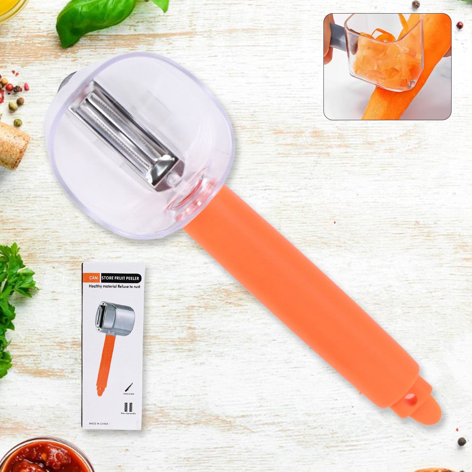 Home Kitchen Cooking Tools Peeler With Container Stainless Steel Carrot Cucumber Apple Super Fruit Vegetable Peeler thumbnail 1