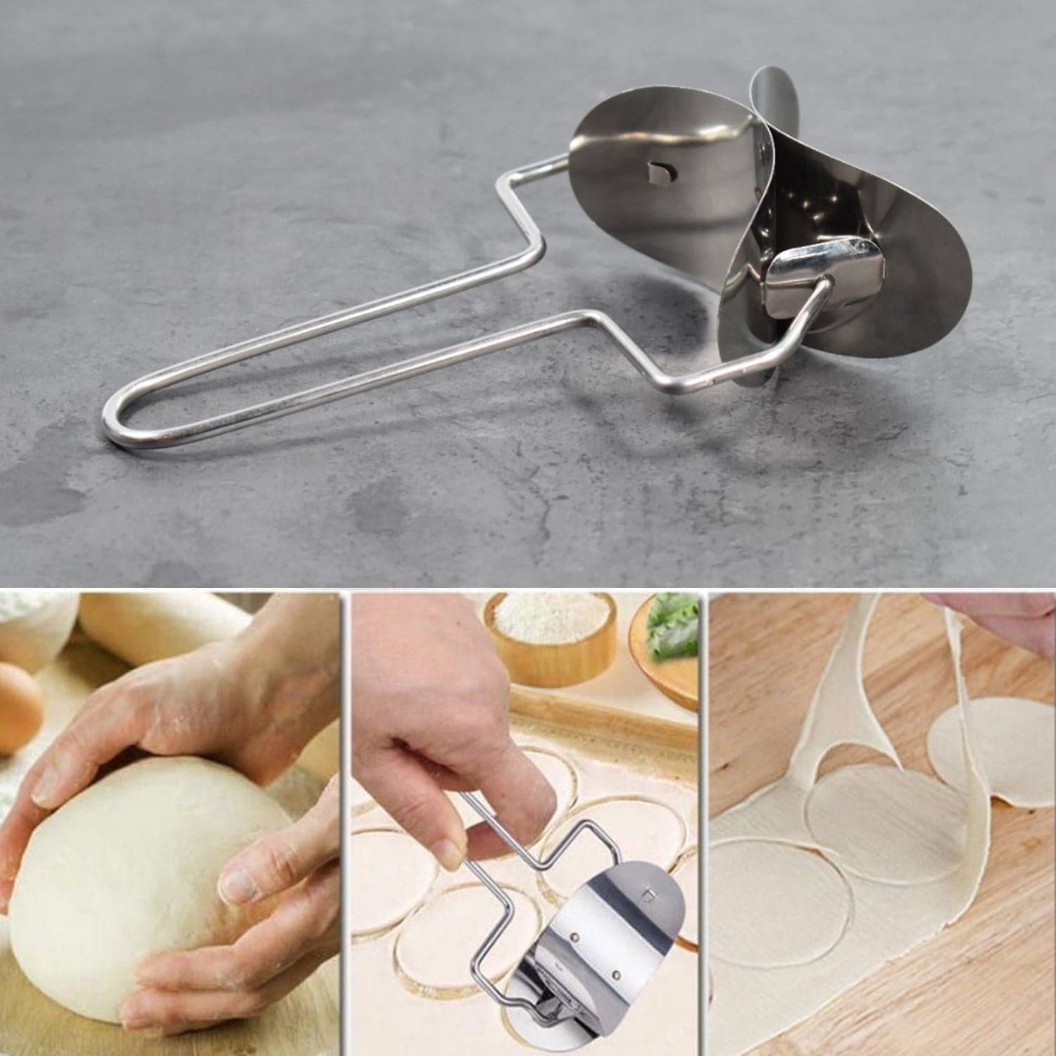 PURI CUTTER STAINLESS STEEL ROLLER MACHINE FOR BAKING TOOLS ID-2891 thumbnail 3