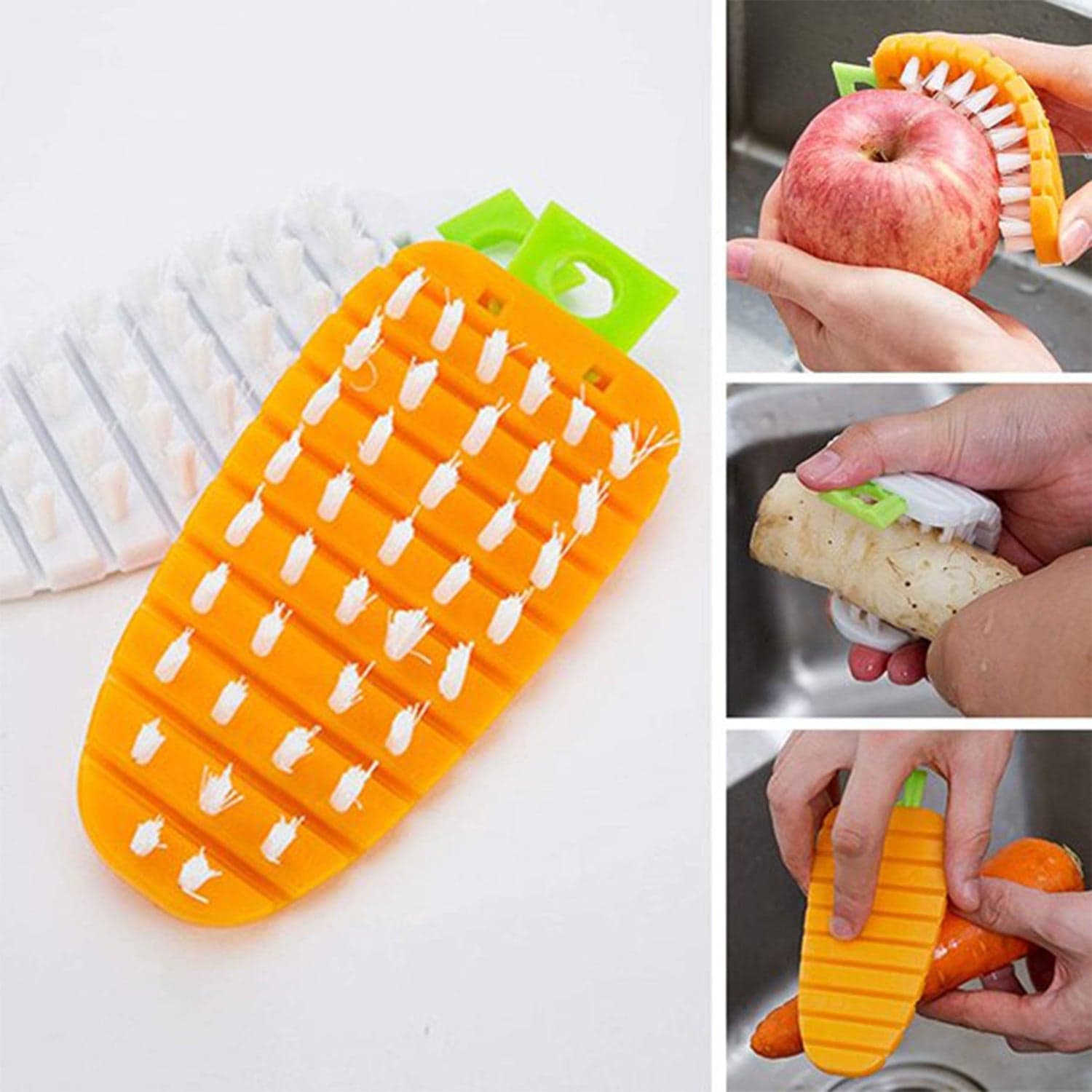 Vegetable Scrubbing Brush, Vegetable Scrubber Non for Toxic Fruit Brush Carrot Shape Vegetable Brush For Potato For Vegetable thumbnail 3